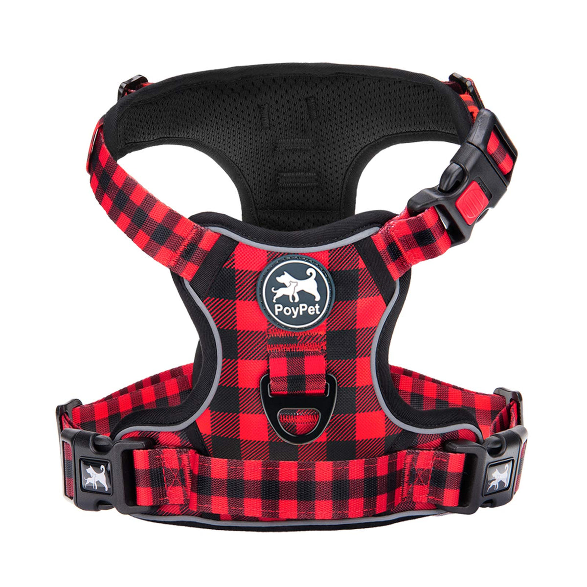 Poypet No Pull Dog Harness, [Release At Neck] Reflective Adjustable No Choke Pet Vest With Front & Back 2 Leash Attachments, Sof