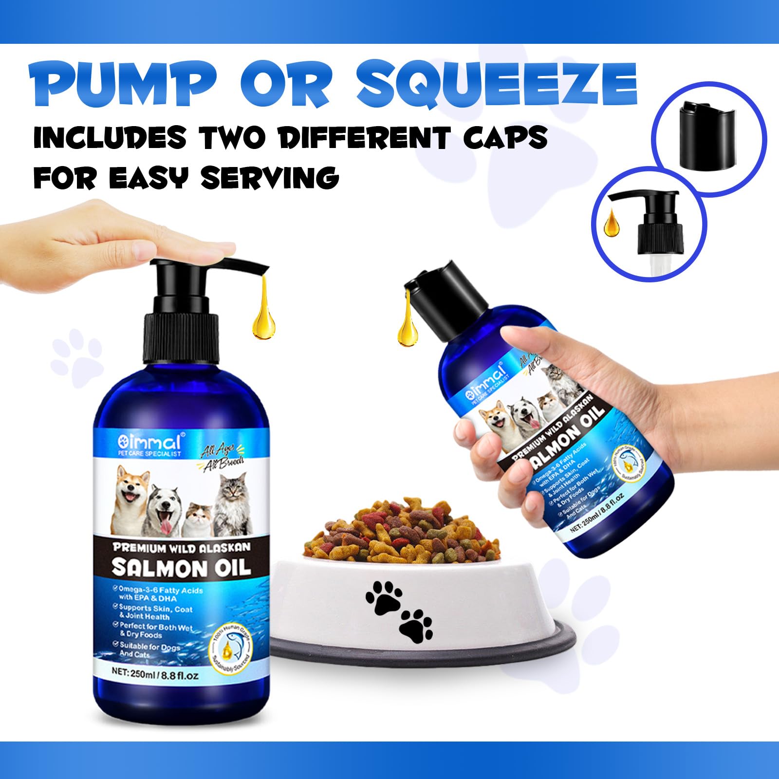 Omega-3 Fish Oil for Dogs, Omega 3 Fish Oil with EPA & DHA Supports Dogs Seasonal Allergies Relief, Boosts Immune Function, Itch