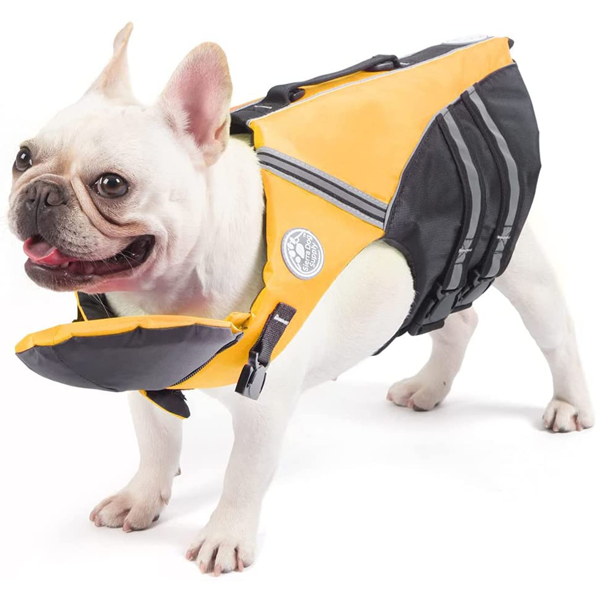 Petglad French Bulldog Life Jacket, Life Vest With Chin Float Rescue Handle For Corgi Pug, Adjustable High Visibility Flotation 
