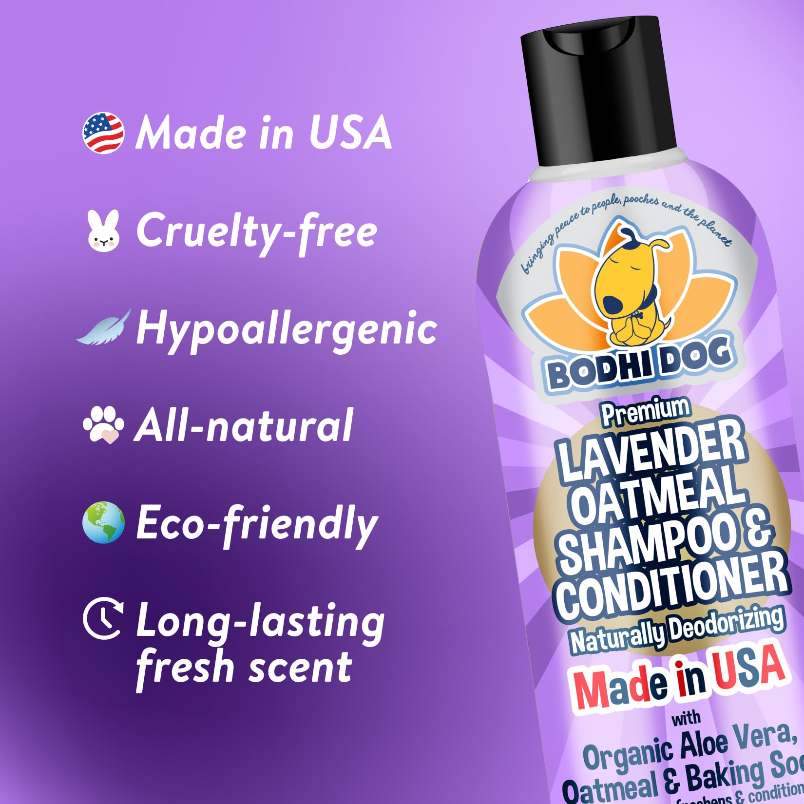 Bodhi Dog Organic Lavender Oatmeal Dog Shampoo And Conditioner | Hypoallergenic Conditioning Deodorizing Formula For Dogs Cats &