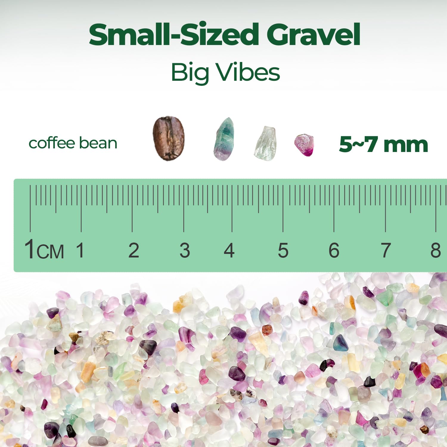 T4U Crystal Chips Stone Crushed Quartz Glass 1LB - Fluorite Tumbled Gravel Small Decorative Pebbles Bulk, Mini Polished Rocks Pi