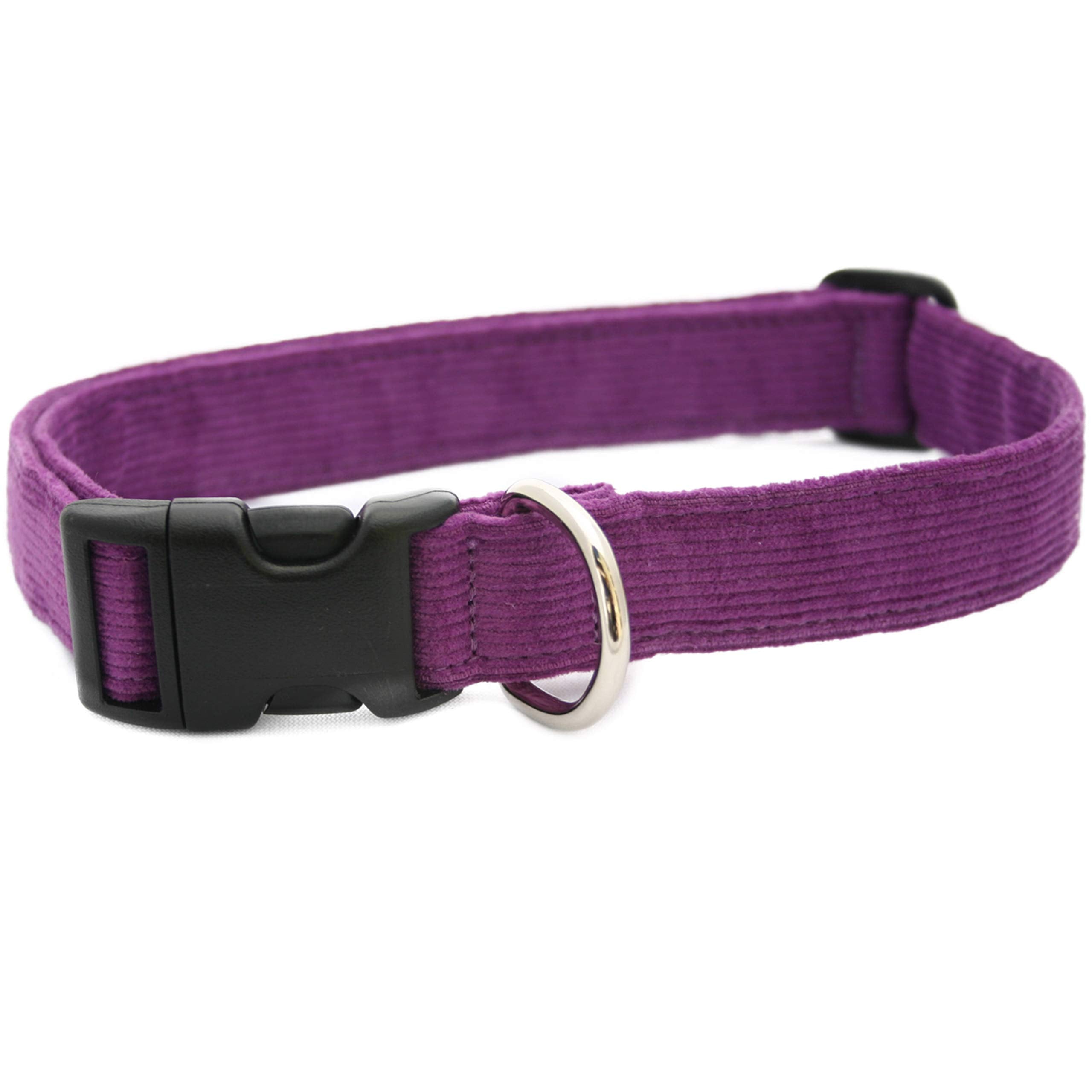 Hemp Corduroy Dog Collar - No Pattern (1'' Extra Large, Plum)