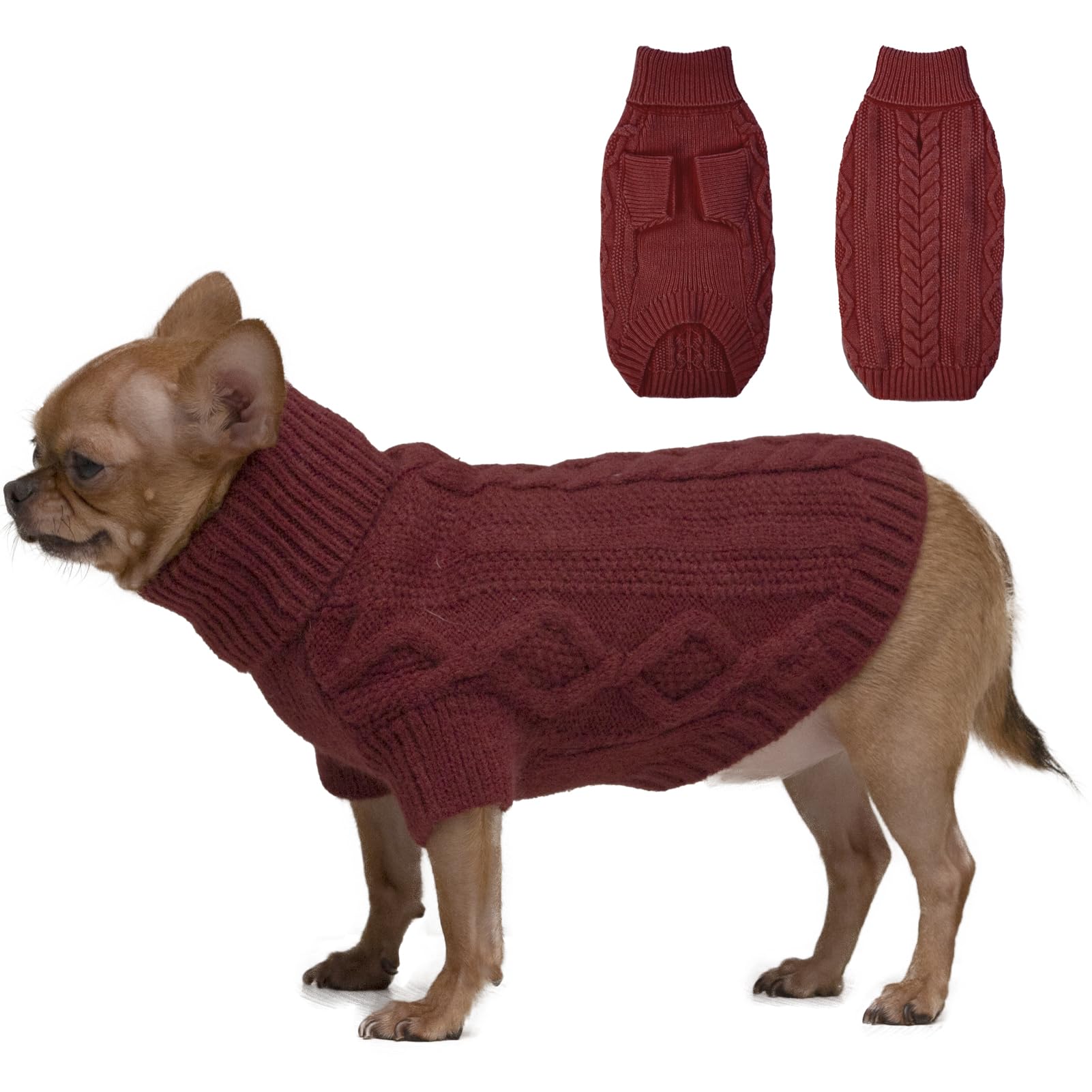 Xs Purple Dog Sweater - Female & Male, Cat Christmas, Thanksgiving, Cute Pet Turtleneck, Warm Winter Puppy Clothes For Teacup Ch