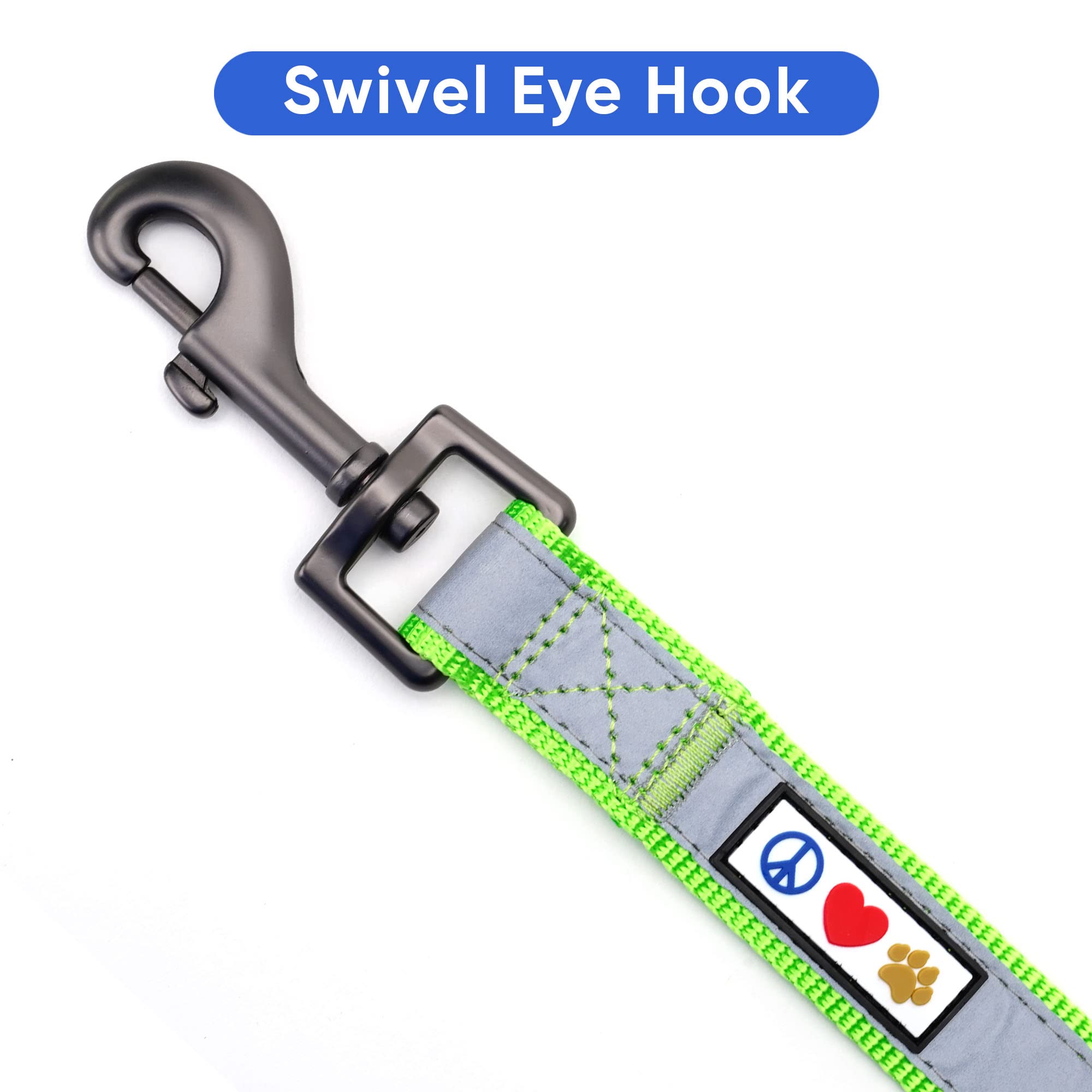 Pawtitas 6 FT Padded Dog Leash with Comfortable Neoprene Padding Handle - Green Lead | Small Reflective Dog Leash with Highly Re