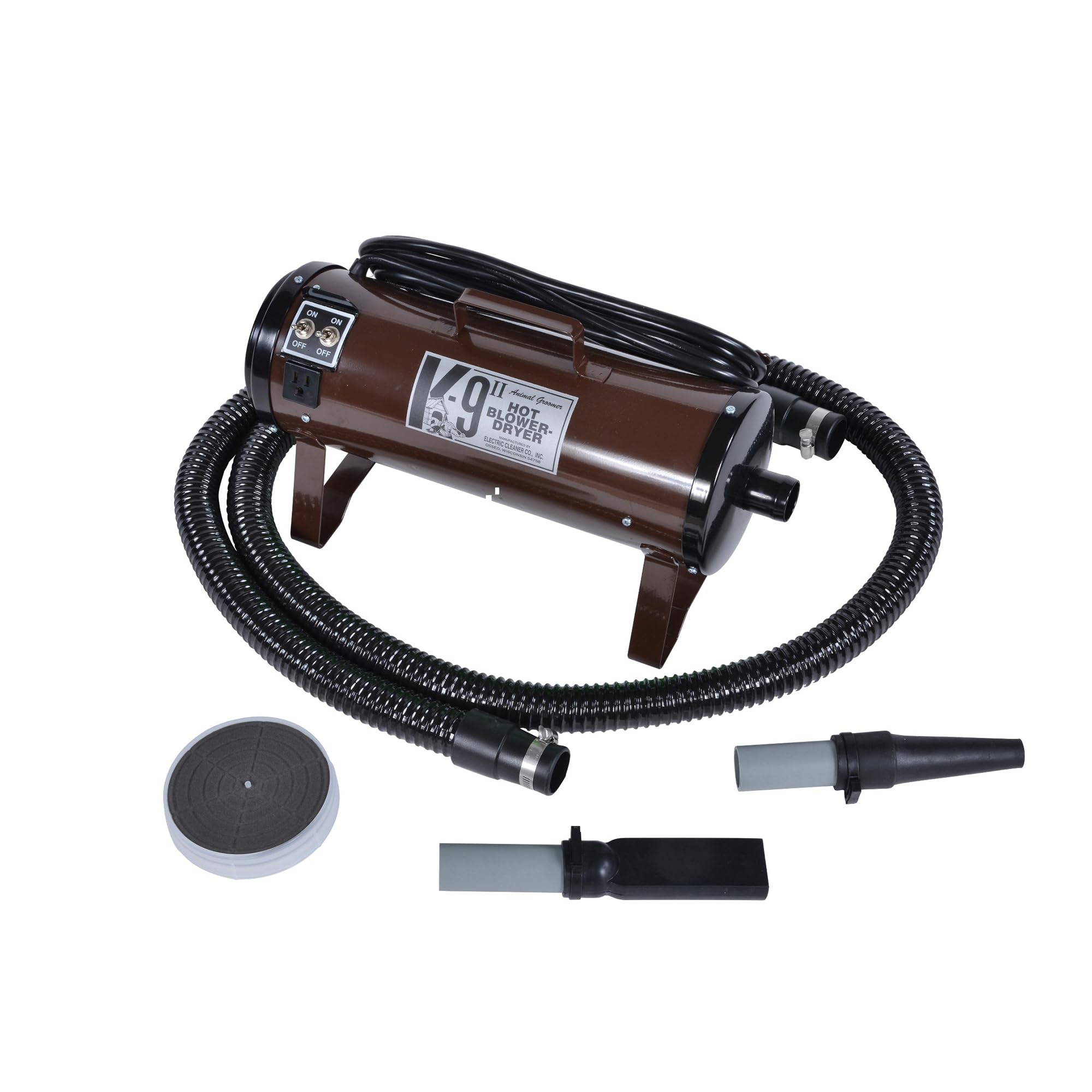 Electric Cleaner Company K9 Ii Dog Blow Dryer - High Power Grooming Dryer, Heavy Duty, 10' Hose, Deshedding, Brown