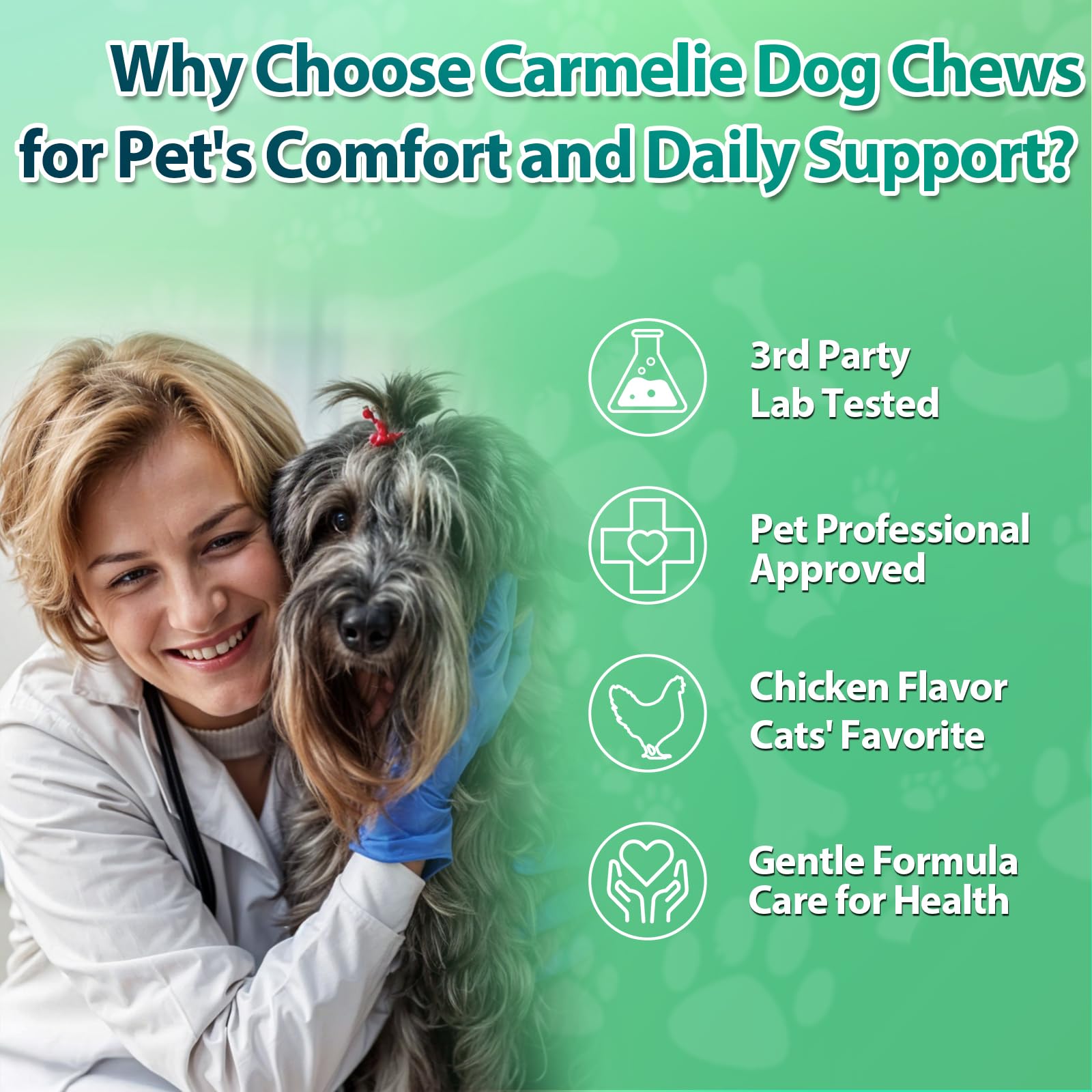 Carmelie Flea and Tick Prevention for Dogs Chewables - 200 Soft Chews Natural Dog Flea and Tick Chewables, Oral Flea Supplement