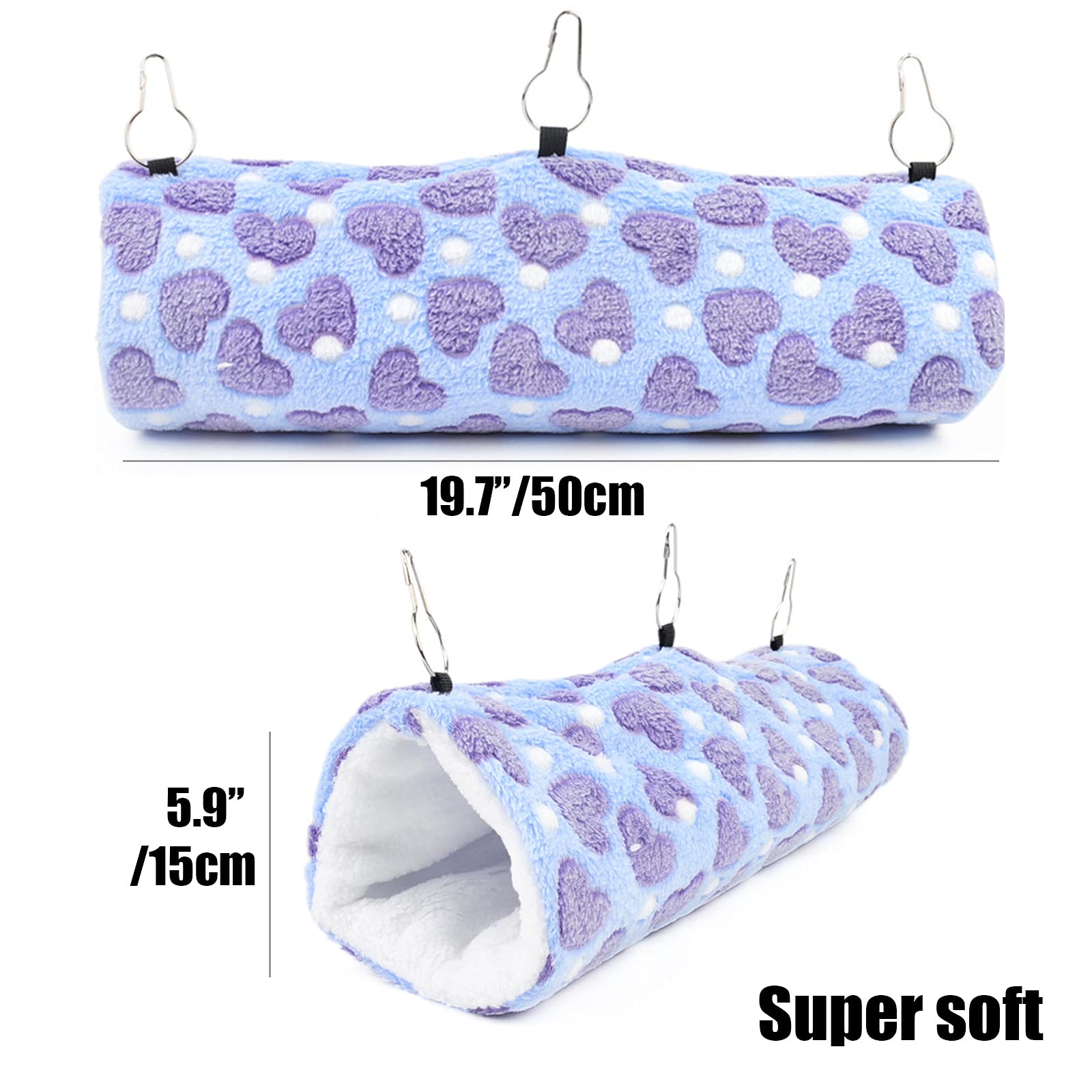 Eismc2 2 Pieces Small Animals Pet Cage Hammock Hanging Tunnel, Guinea Hammock Bed Accessories For Ferret Rat Chincilla (Purple)