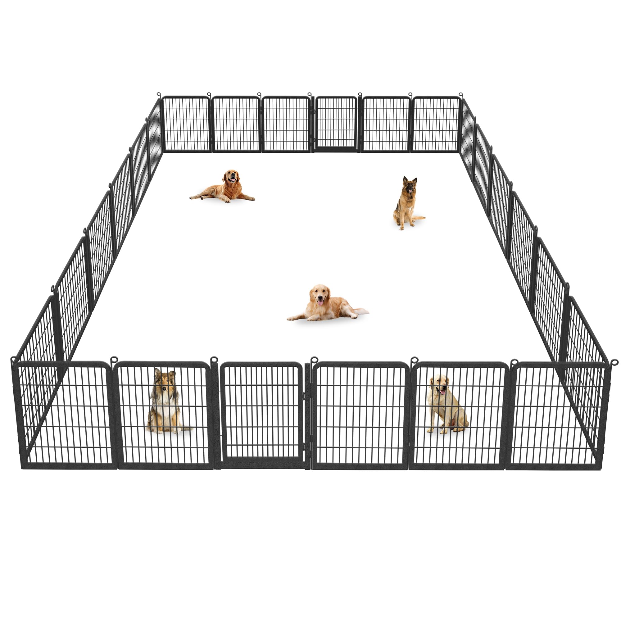 Jhsomdr Dog Playpen Outdoor With Low Threshold Full Gate, 32' Height 24 Panels Large Dog Pen Dog Fence Outdoor For Yard, Heavy 