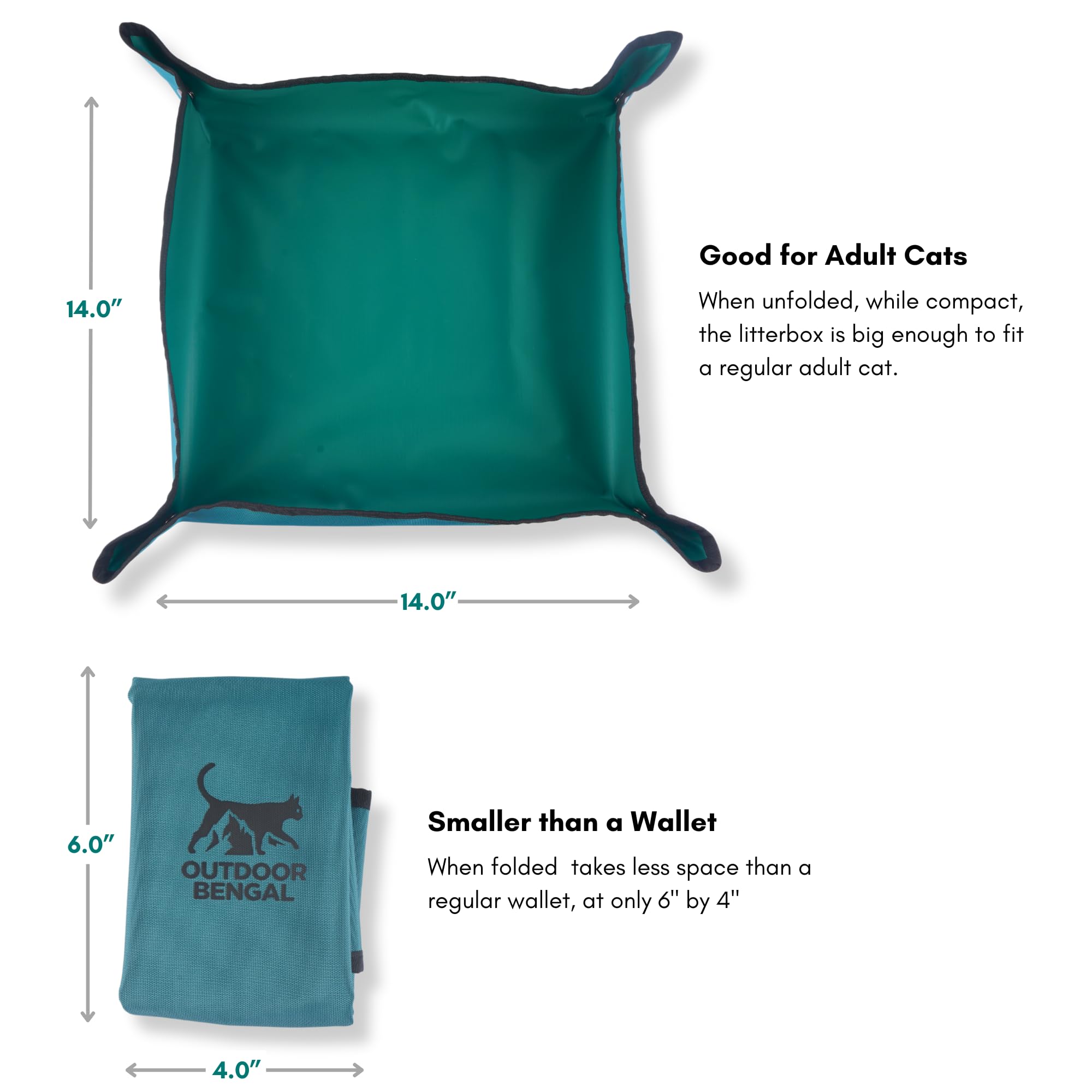 Travel Litter Box For Cats (Small) By Outdoorbengal - Non-Stick, Waterproof, Portable, Collapsible, Mess-Free Pet Litterbox (Air