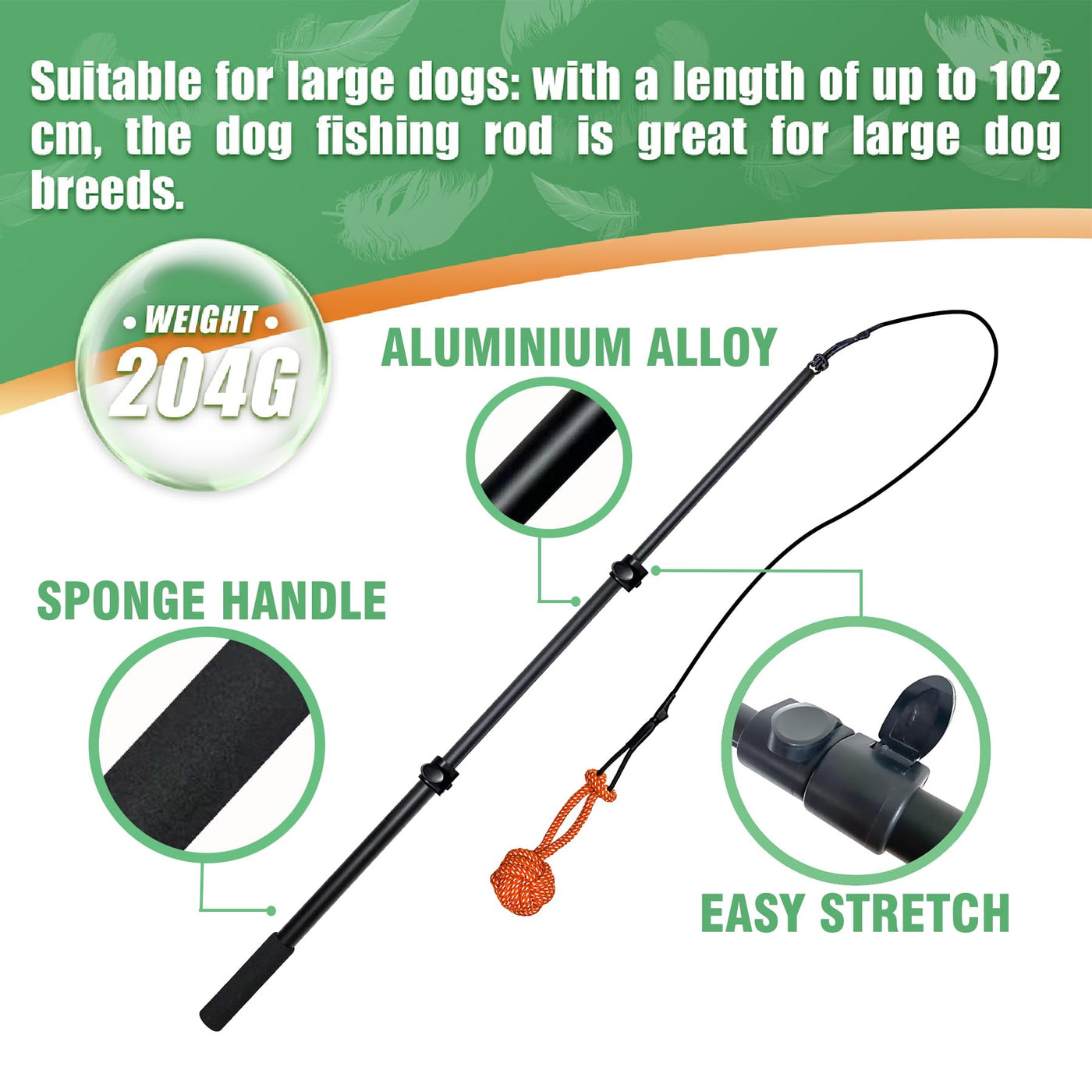 dog fishing pole Sailstart Flirt Pole For Dogs Heavy Duty 40Inch Extendable Aluminum Al – Petocart