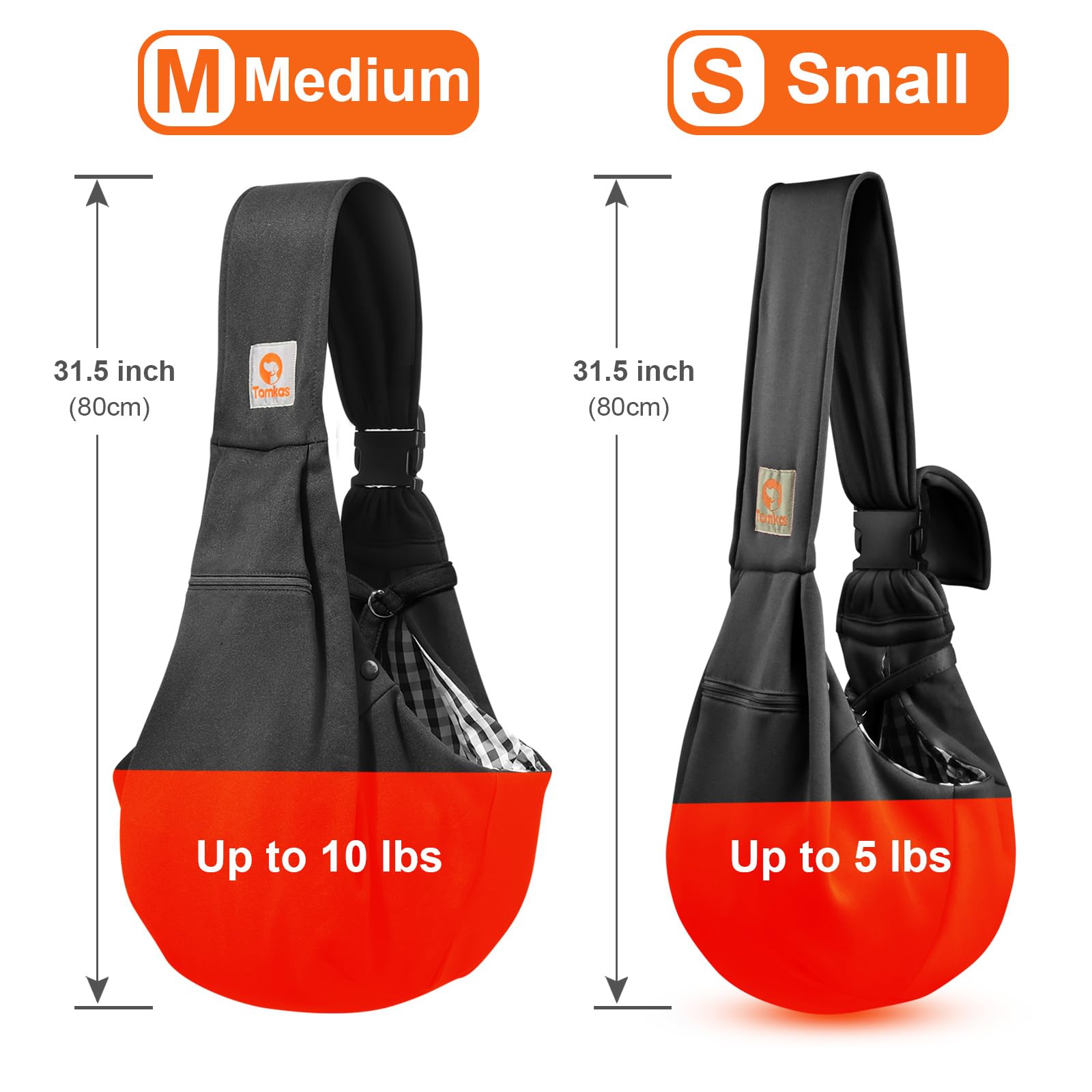 Tomkas Dog Sling Carrier For Small Dogs Puppy Carrier For Small Dogs (Black, For Pets Weight 2-7 Lbs)