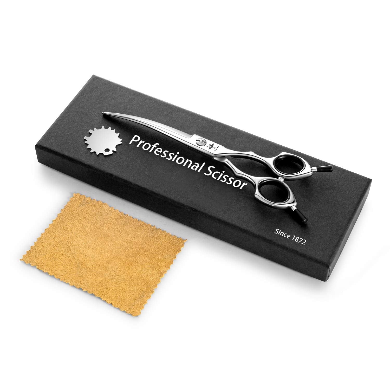 6.5 Inch Downward Curved Dog Grooming Scissors Pet Cutting Shears Professional Safety Blunt Tip Trimming Shearing For Dogs Cats Face Paws Limbs 6.5 Inch, 7 Inch Japanese Stainless Steel Silver