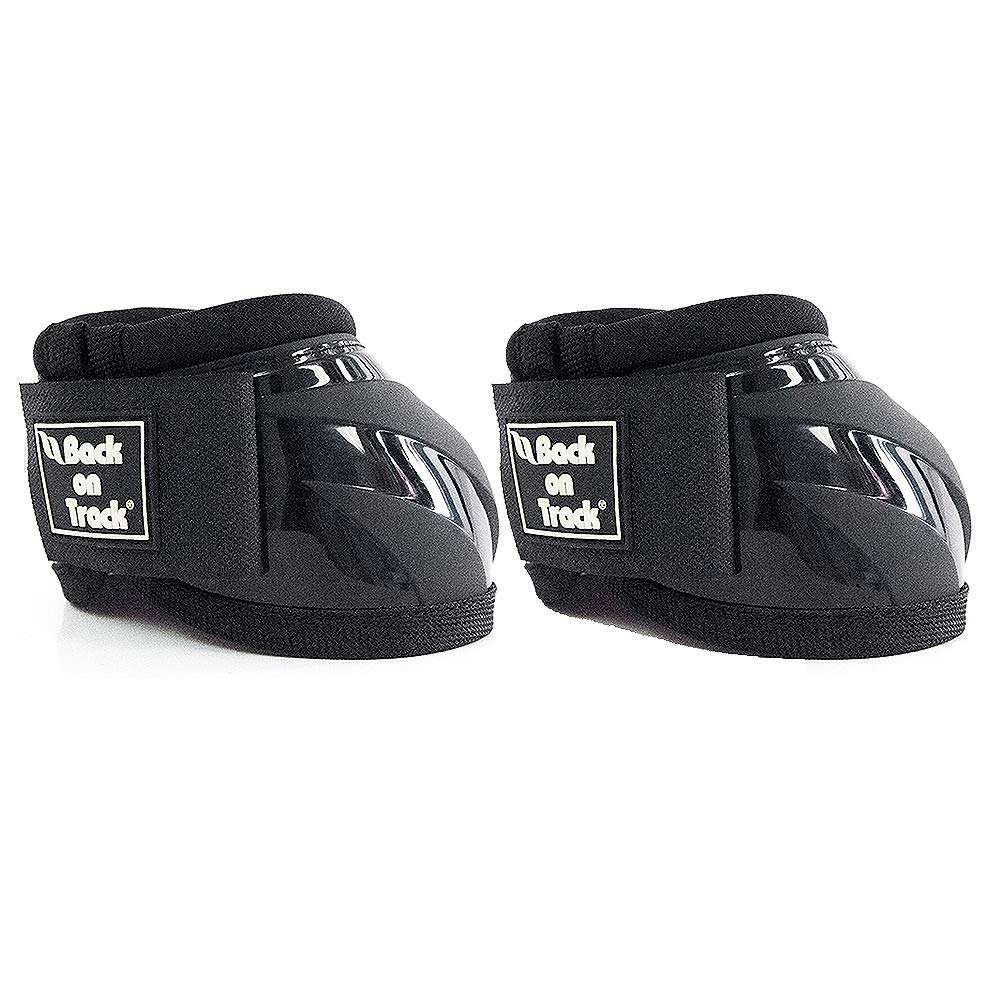 Back on Track Mens Performance Equine Durable Rubber Horse Protective Pair of Hoof Bell Boots with Loop Closure, Black, X-Large