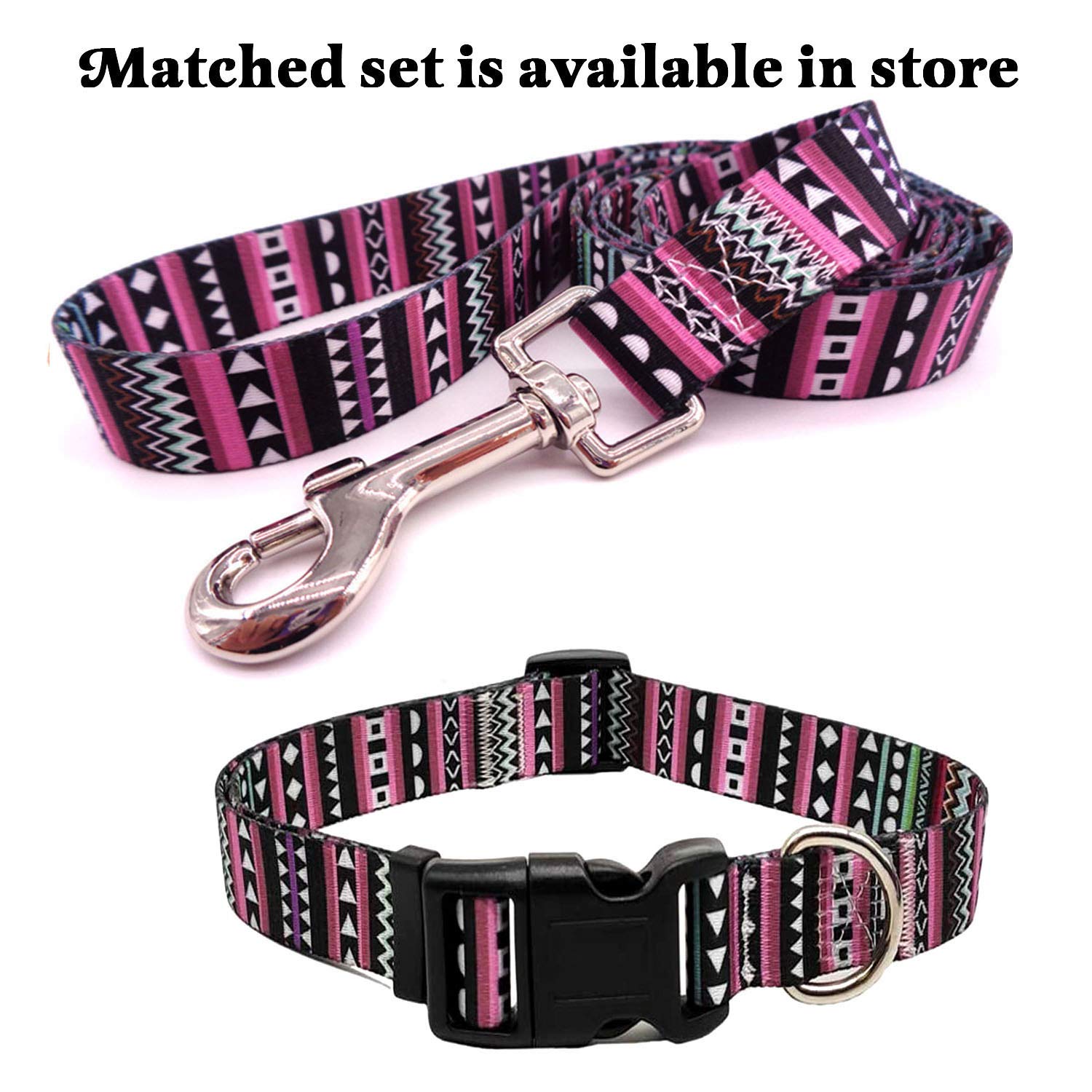 Mihqy Dog Collar With Bohemia Floral Tribal Geometric Patterns - Soft Ethnic Style Collar Adjustable For Small Medium Large Dogs(Bohemian Purple,M)