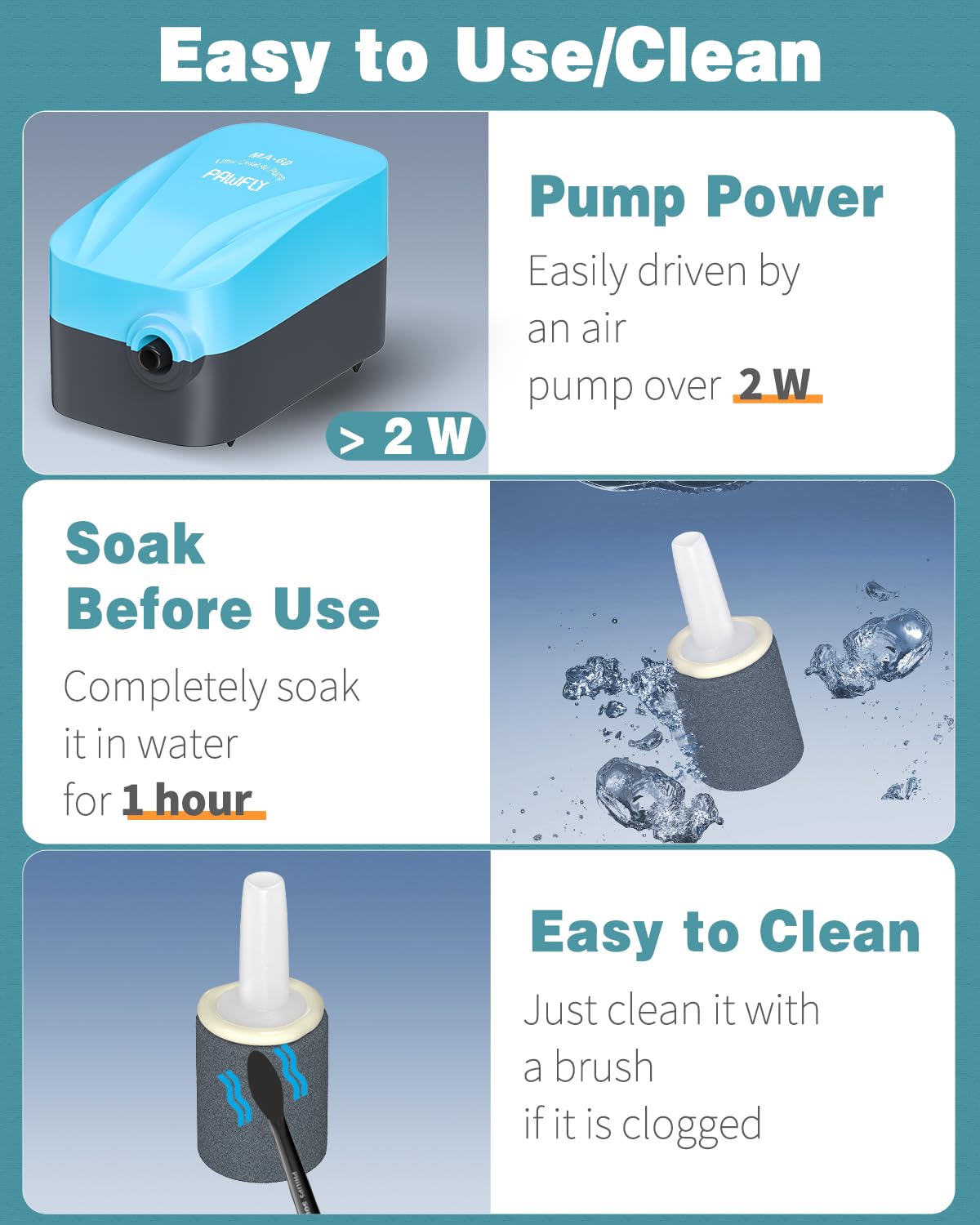 Pawfly Aquarium 0.6 Inch Air Stone Cylinder Bubble Diffuser Release Tool for Nano Air Pumps Small Buckets and Fish Tanks, 12 Pac