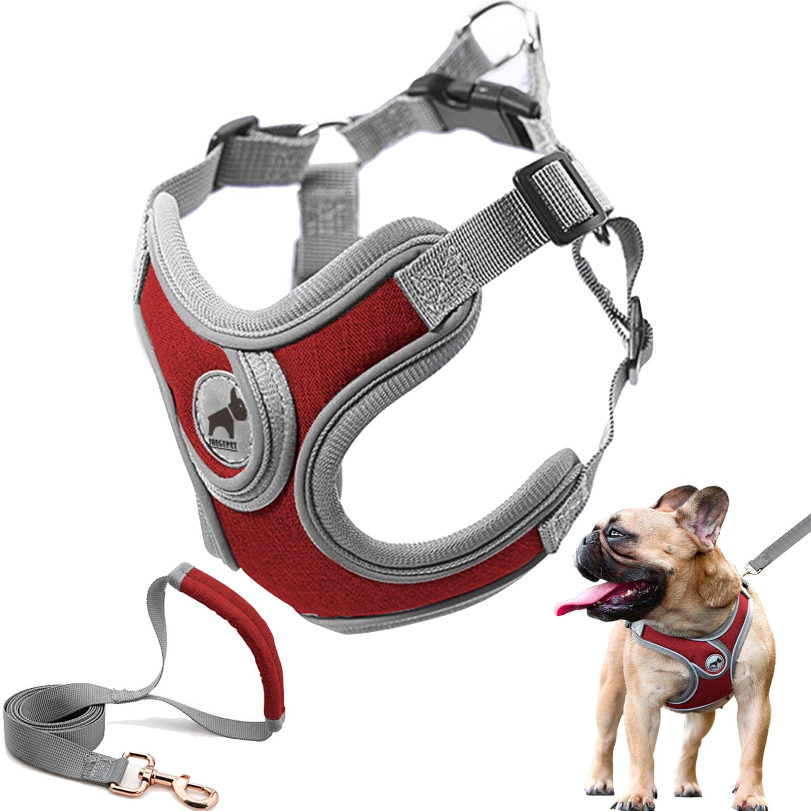 Dog Harness with Leash, Soft Adjustable Step in Reflective Strips Collars Harness Vest for Small Medium Dogs Training and Runnin