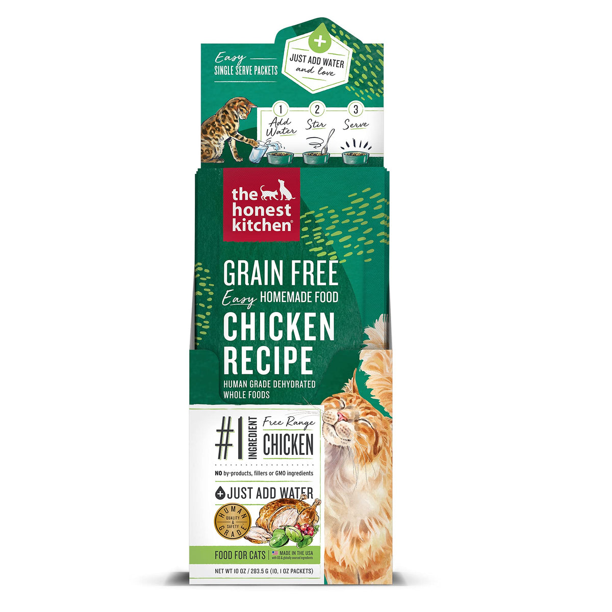 The Honest Kitchen Dehydrated Grain Free Chicken Cat Food, Single Serve Pack, 1 Oz X10