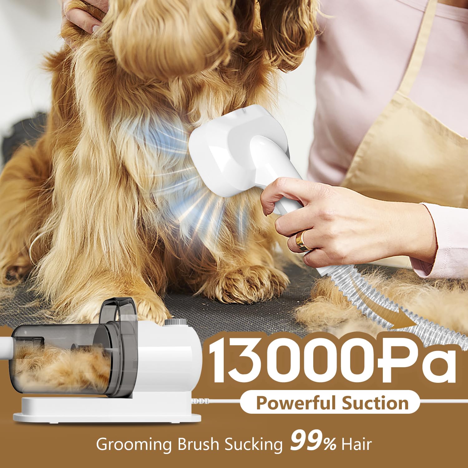 Dog Gromming Vacuum, Pet Grooming Kit With Pet Clipper, Dog Vacuum For Shedding Grooming, 2.5L 6-In-1 Low Noise Grooming Kit For