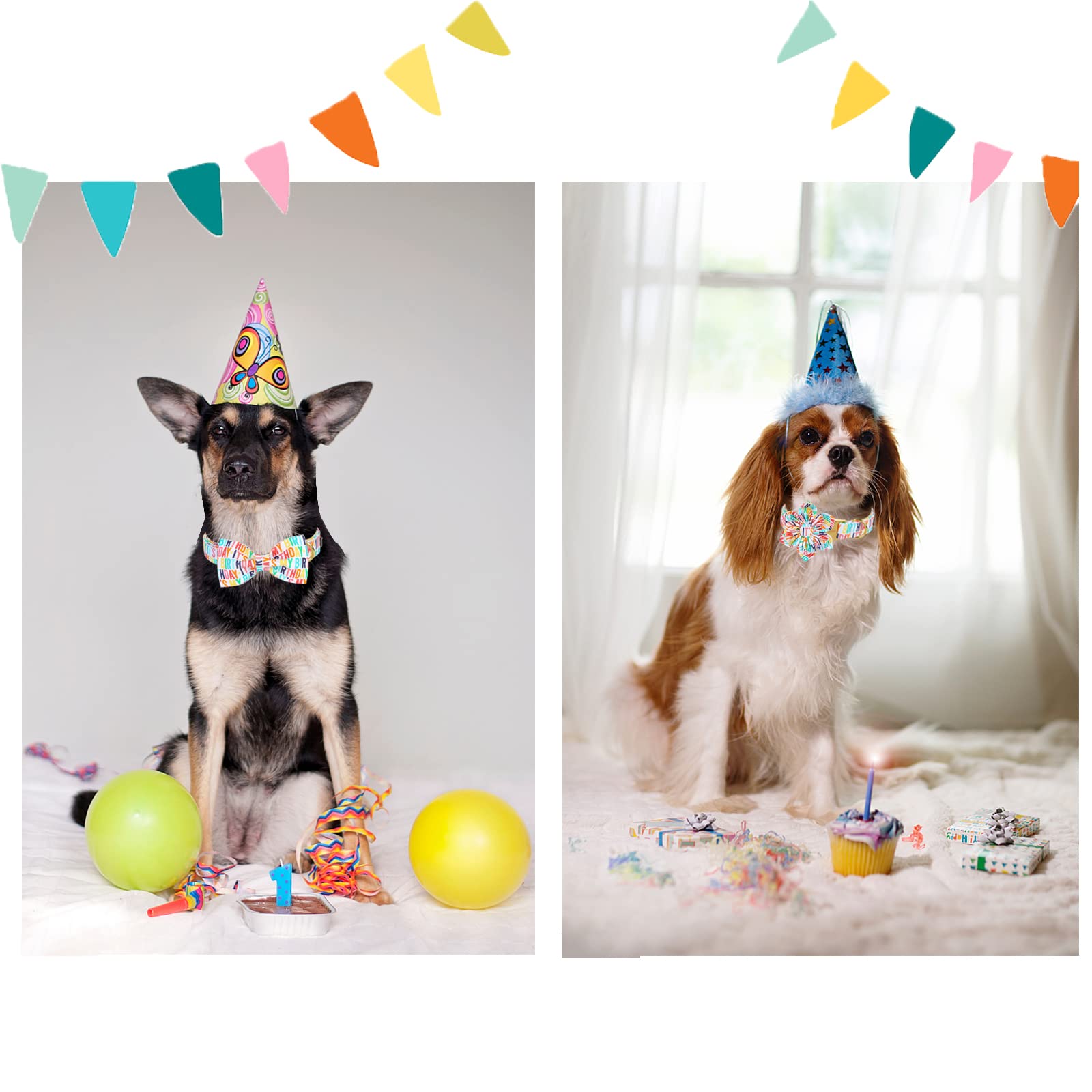 Unqiue Style Paws Birthday Dog Collar, Soft And Cute Dog Bow Tie, Durable Pet Collar With Bow Adjustable Dog Collar For X-Small Puppy