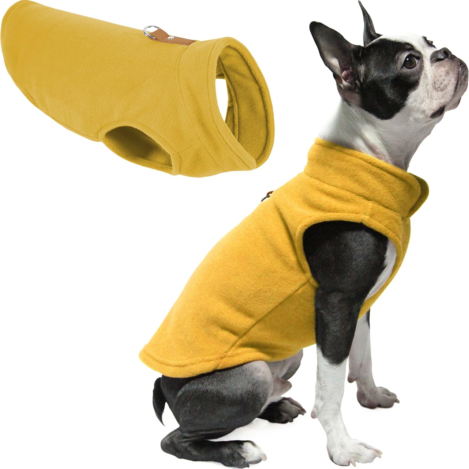 Gooby - Fleece Vest, Small Dog Pullover Fleece Jacket With Leash Ring, Honey Mustard, X-Large