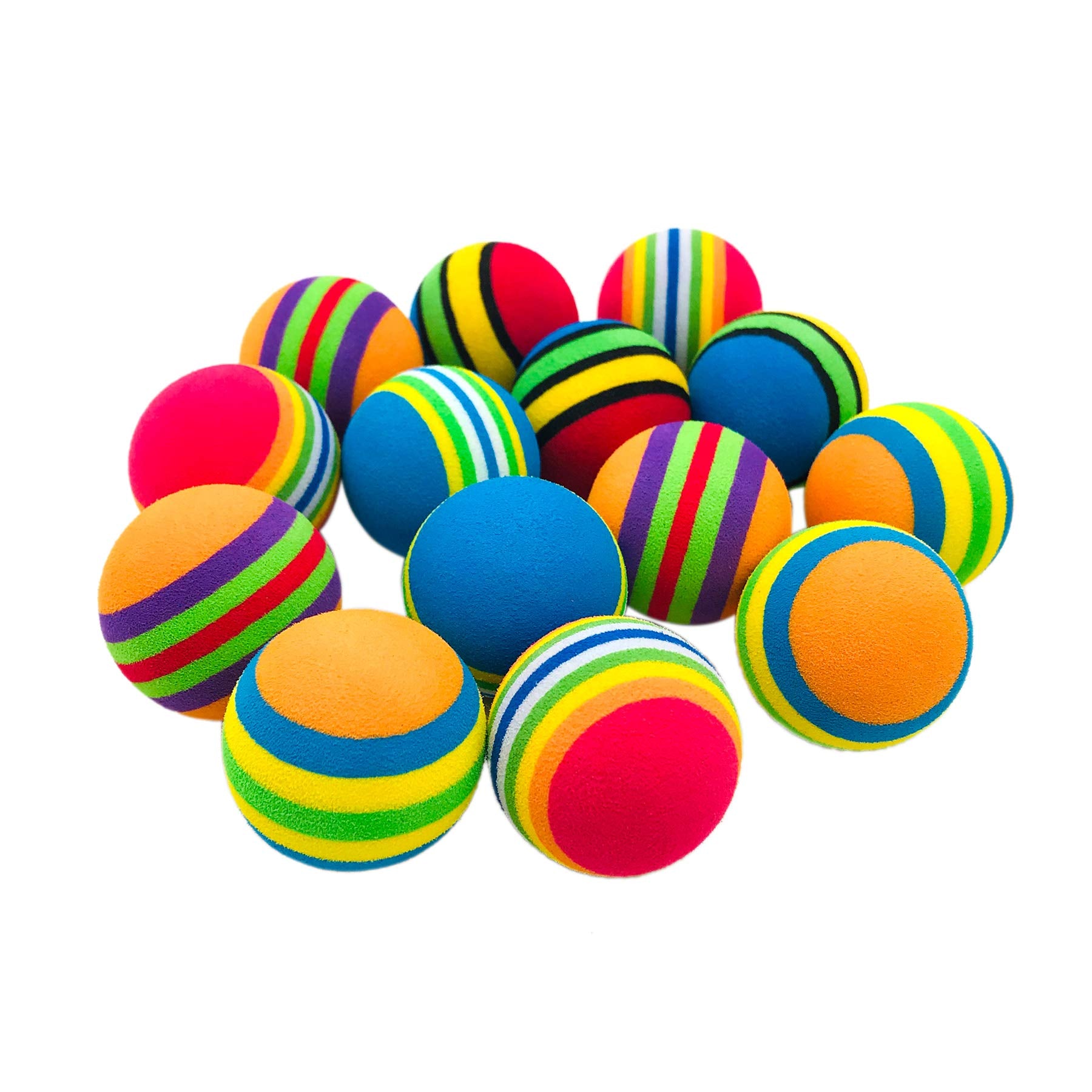 Pet Show 15Pcs 1.4' Interactive Cat Toy Balls For Indoor Cats Colorful Rainbow Soft Foam Kitten Toys Ball For Small Dogs Puppies Quiet Playing Stuff