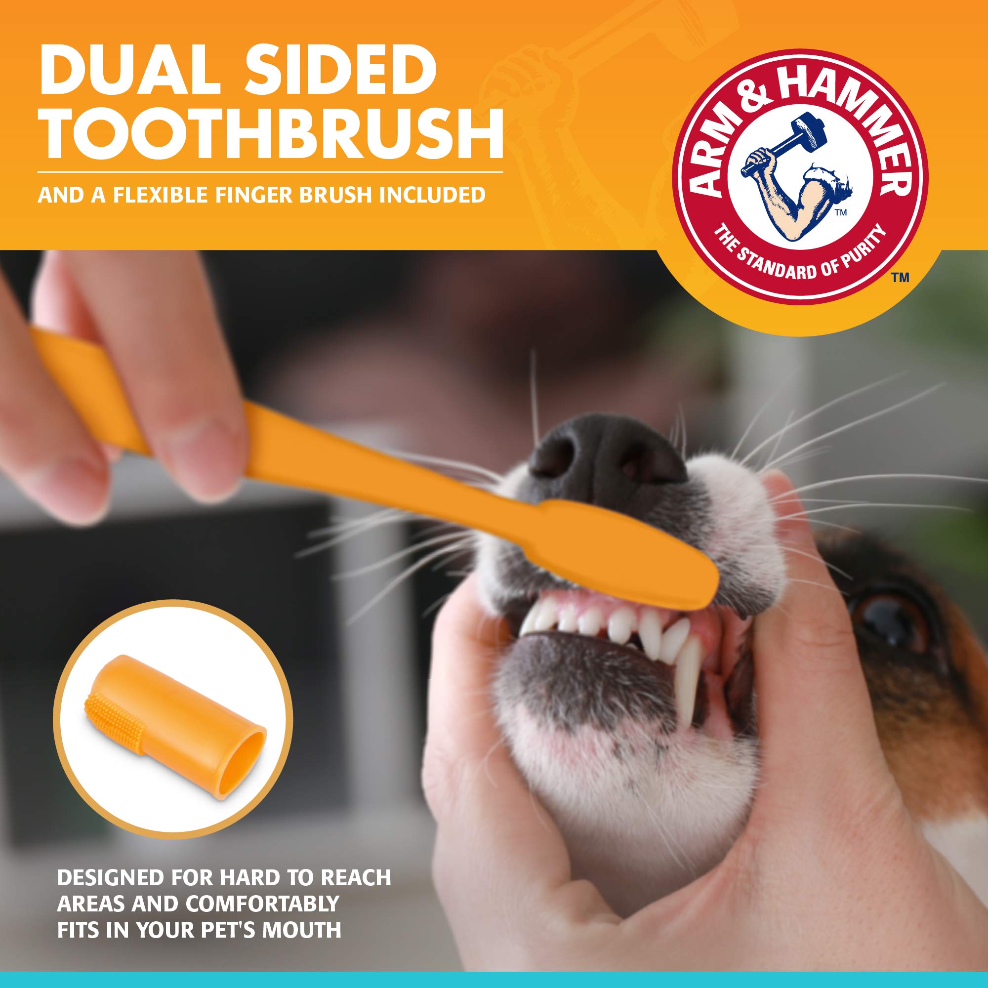 Arm & Hammer for Pets Fresh Breath Enzymatic Dog Dental Care Kit - Includes Dog Toothpaste, Dual Sided Toothbrush and Fingerbrus