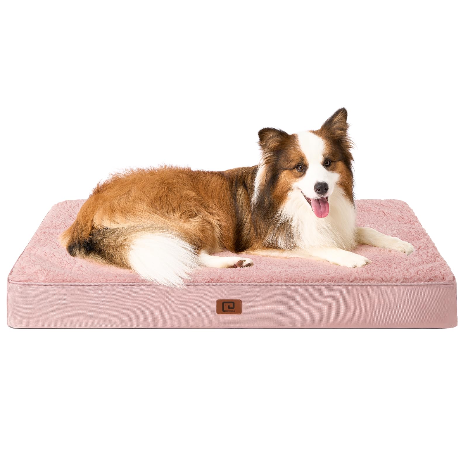 Eheyciga Orthopedic Xl Dog Beds For Extra Large Dogs With Removable Washable Cover For Crate, Pink, 41X27