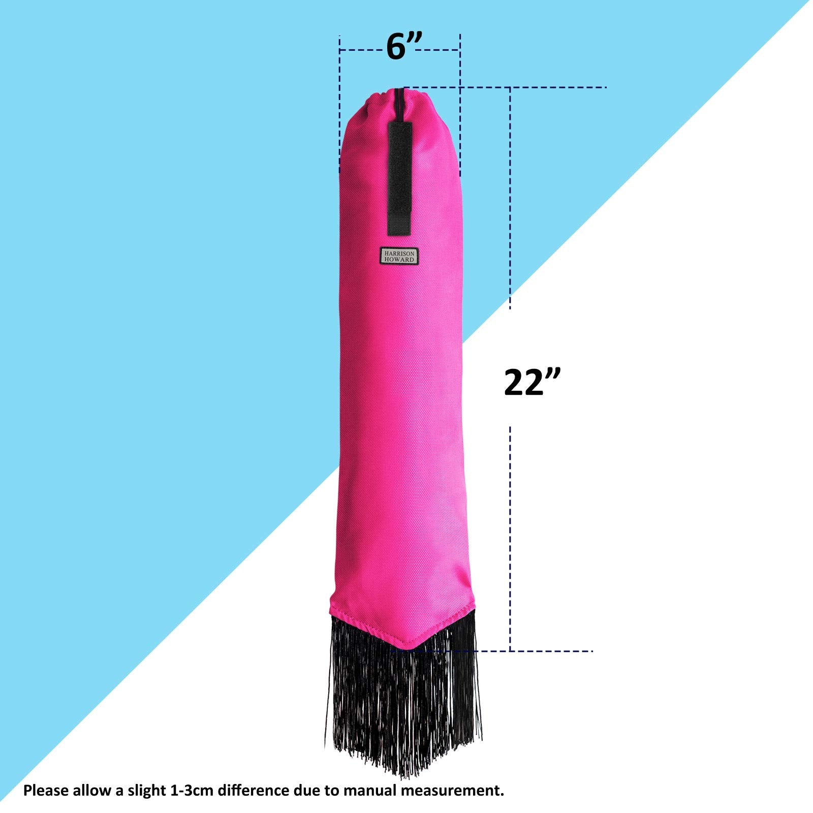 Harrison Howard Smooth Lightweight Adjustable Fastener Nylon Horse Tail Bag With Fringe-Fuchsia Pink