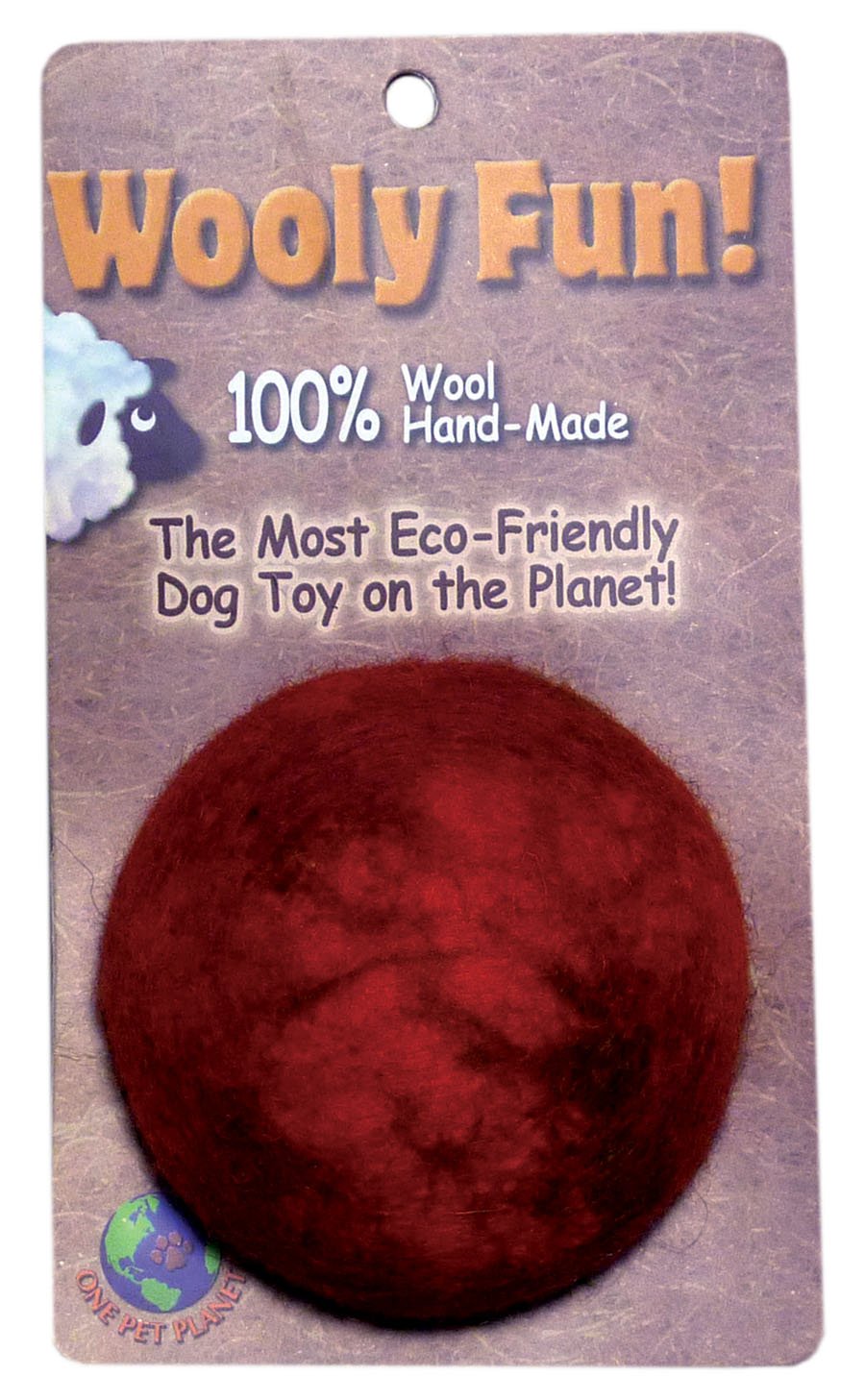 One Pet Planet 86004 2-Inch Wooly Fun Ball Dog Toy