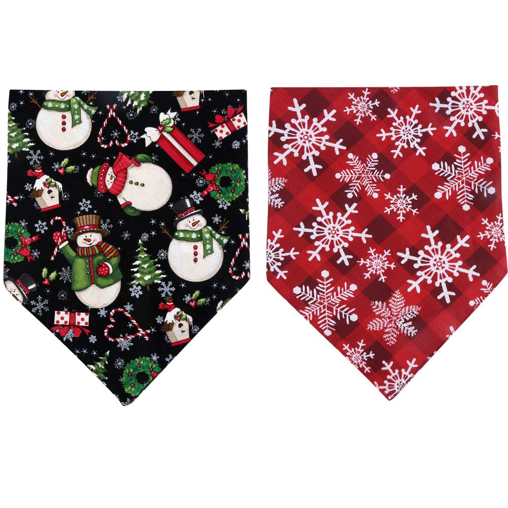 2 Pack Christmas Dog Bandana Reversible Triangle Bibs Scarf Accessories For Dogs Cats Pets Animals