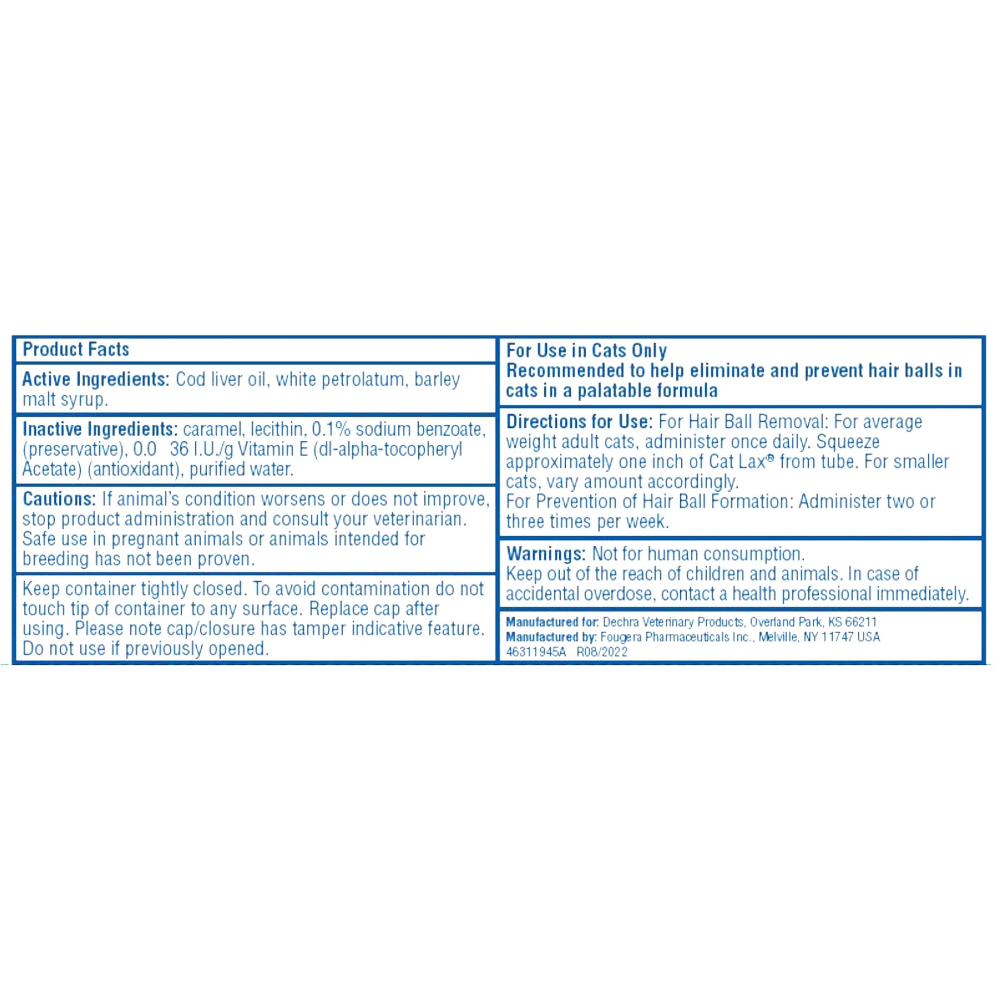 Cat Lax Hairball Eliminator for Cats, 2 oz - Effective Hairball Prevention and Relief, Ideal for Cat Health and Wellness