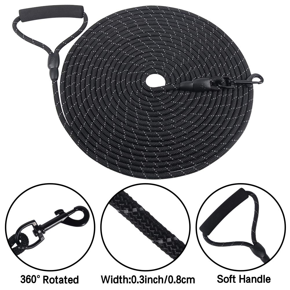 Vivifying Long Dog Leash, 32Ft Reflective Dog Training Leash For Outside And Yard, Floating Long Line Lead With Soft Handle For