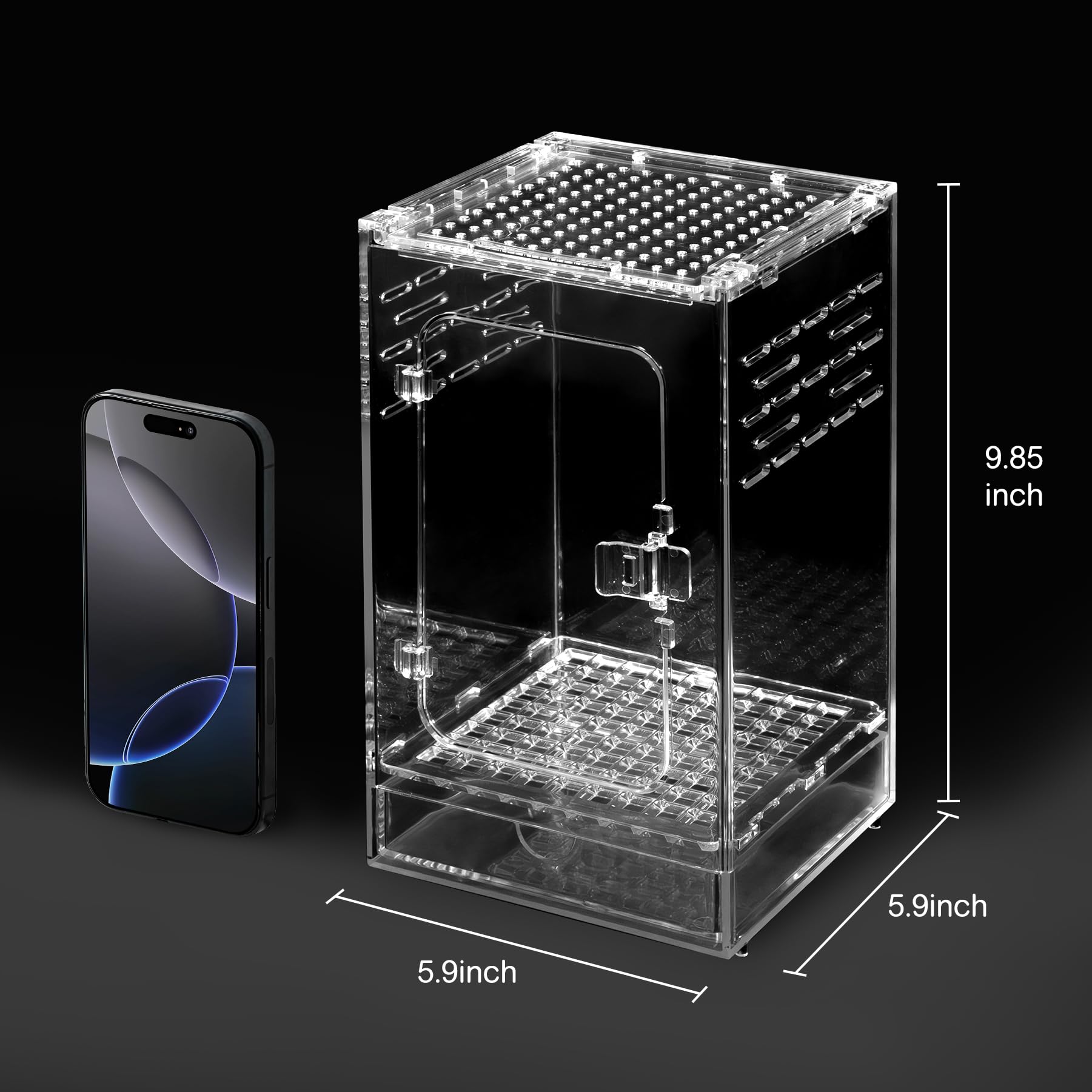 Clioran Pc Reptile Tank,Large Arboreal Tarantula Cribs,Lizard Terrarium,Spider Tank Starter Kit,Tree Frog Habitat,Leopard Creste