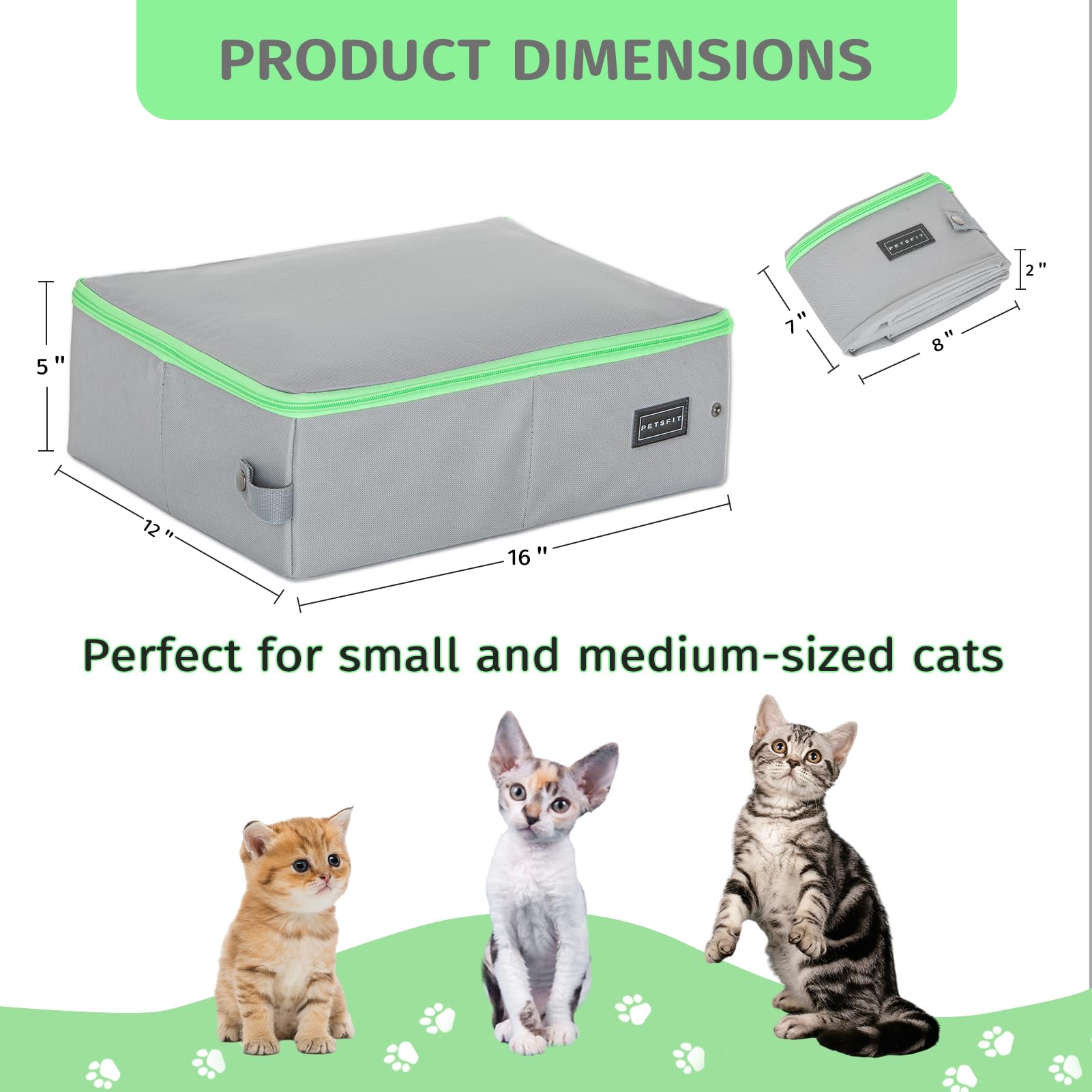 Petsfit Travel & Portable Cat Litter Box - Leak-Proof, Waterproof Bottom, Collapsible Litter Boxes Perfect For Hotel/Lawn/Car Tr