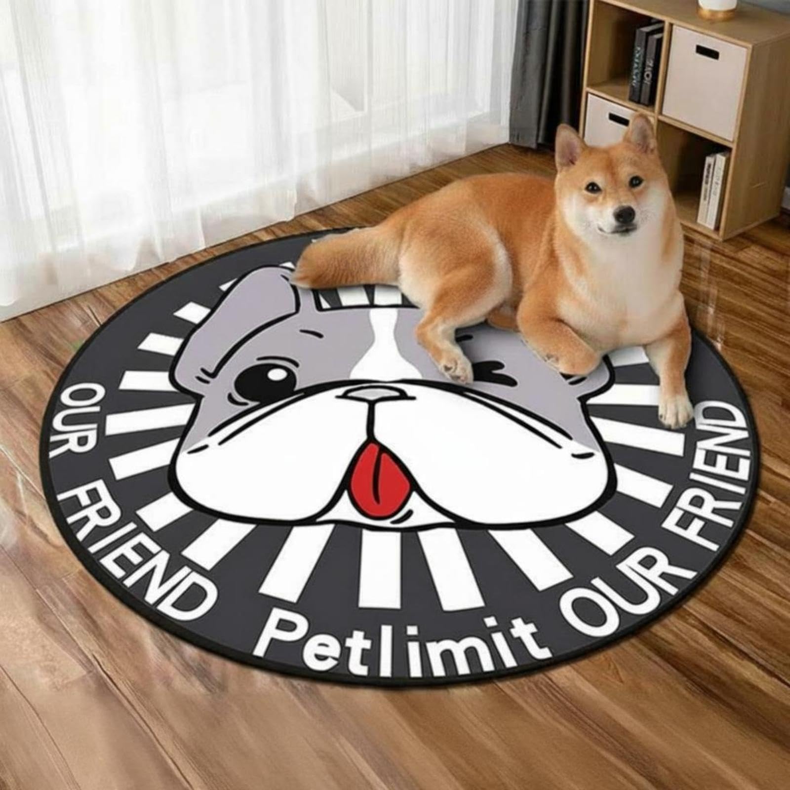 Merishopp Round Pet Mat, Absorbent Dog and Cat Bed Mat, NonSlip, cleanable, Floor Protector 80cm Diameter Bulldog | Home & Gard