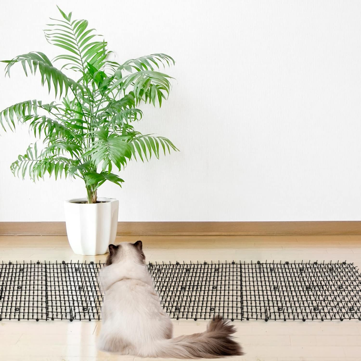 Pomeat Cat Scat Mat 15 PCS with Spikes, 16x12'', Plastic, Black, Cat Deterrent for Outdoor and Indoor Use, Model LCNEMIJDA1