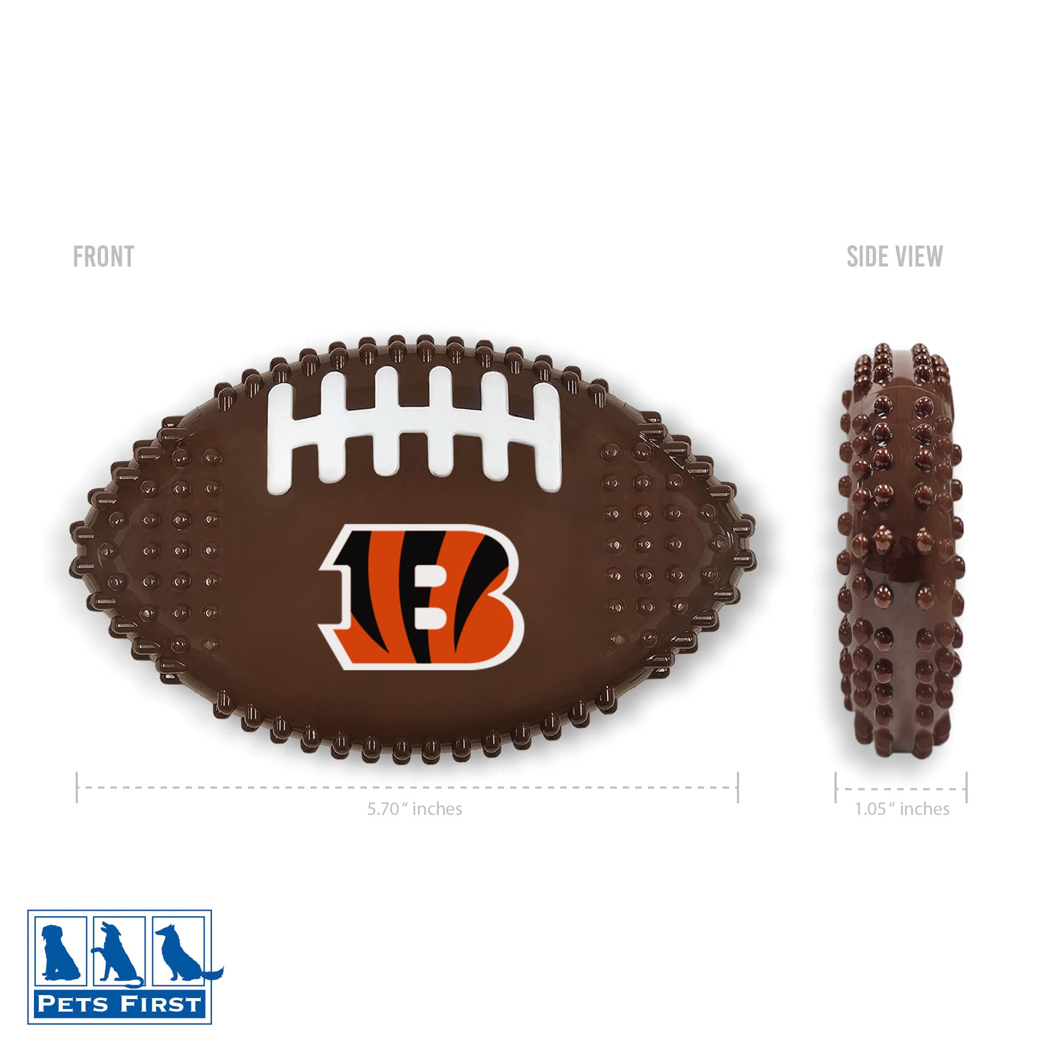 Nfl Cincinnati Bengals Bacon-Flavored Dog Bone Football Chew Toy - Indestructible, Strong, Durable Toy For Aggressive Chewers