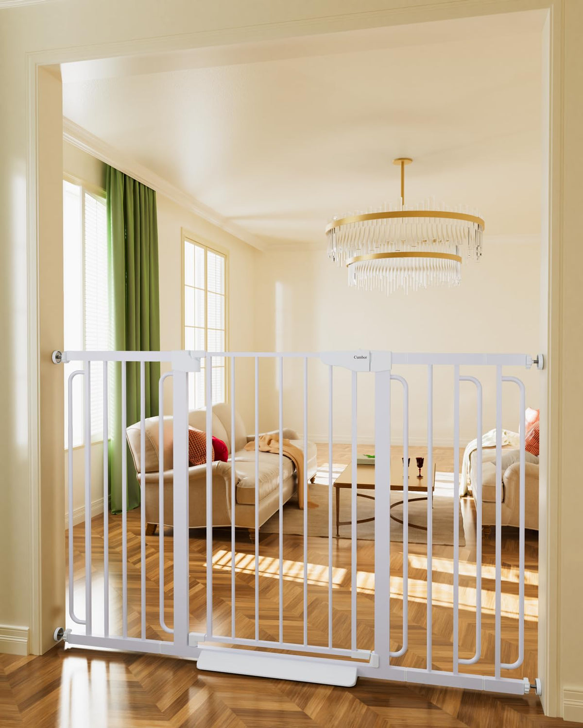 Cumbor 36'' Extra Tall Baby Gate for Stairs, 29.7-57'' Extra Wide Dog Gate for Doorways Hallways, Pressure Mounted Child Gate fo