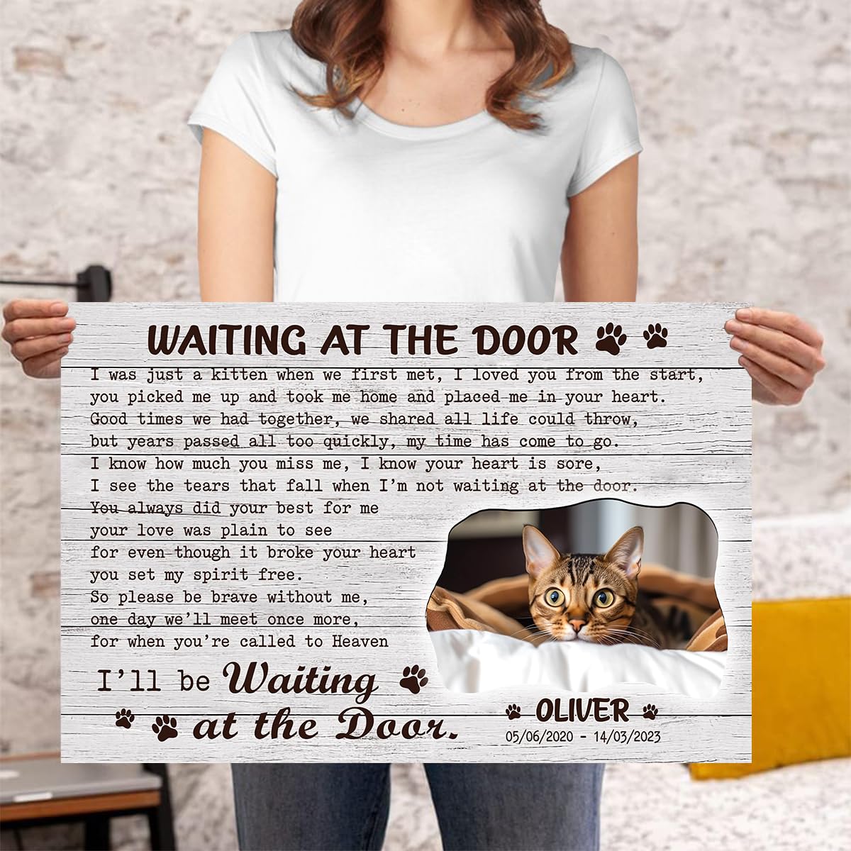 P80813 Funny Cat Memorial Personalized Poster - Wall Art Decor With Sayings For Cat Lover Mom - Custom Landscapes Name