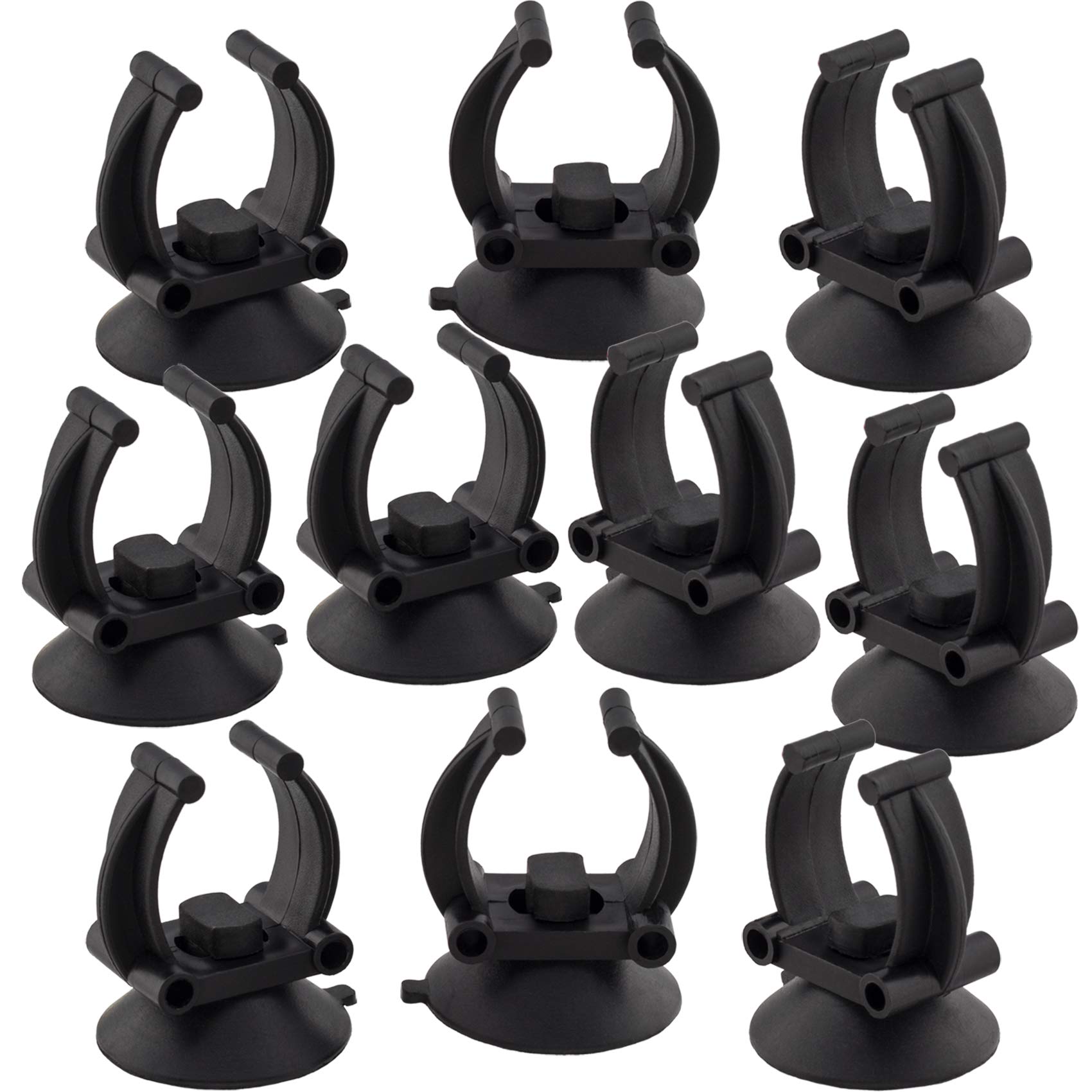 Oiiki 10 Pcs Aquarium Heater Suction Cups With Clips, Air Hose Tube Holders Clamps For Fish Tank (Black)