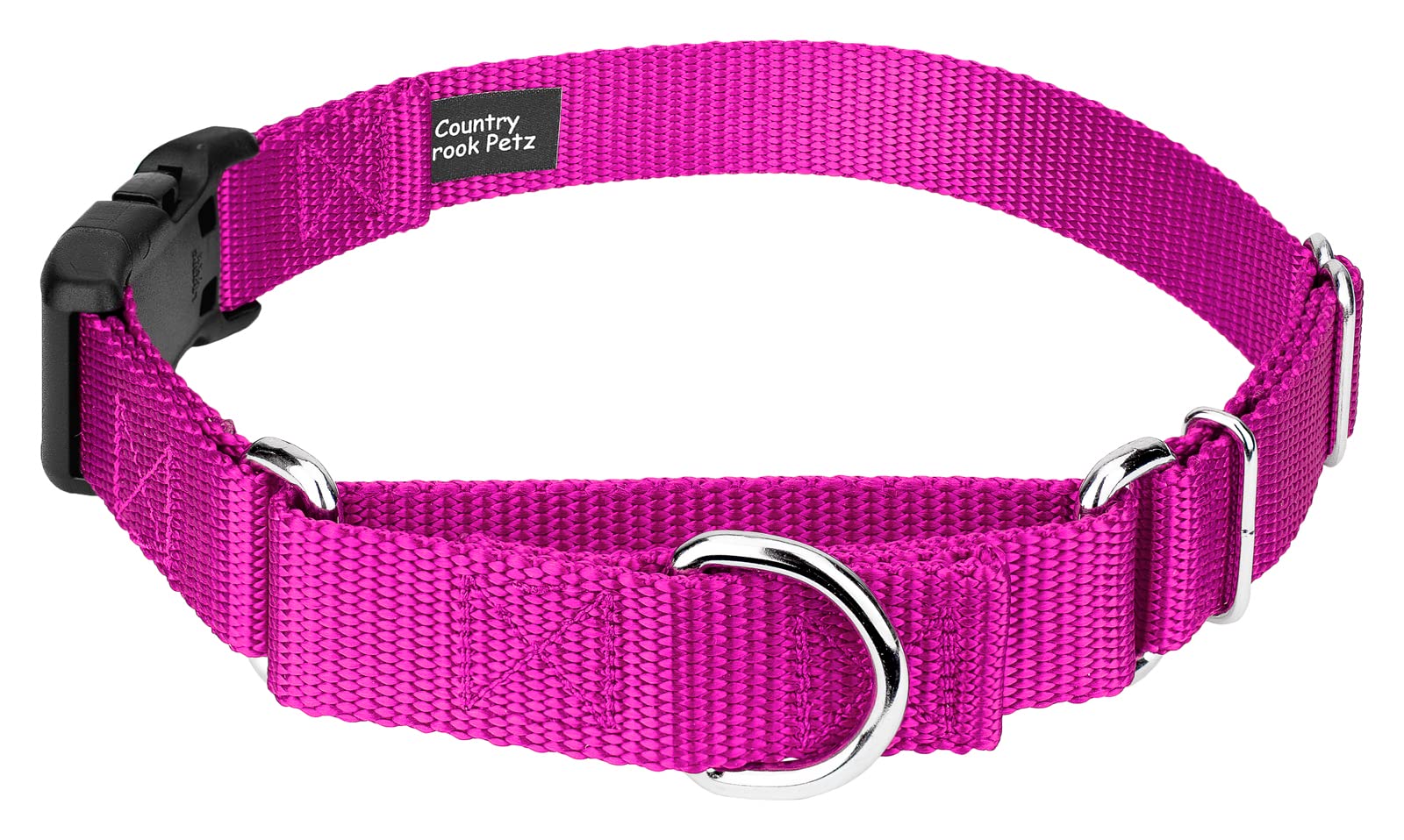 Country Brook Petz - Made In The Usa - Durable Nylon Martingale With Deluxe Buckle - 30+ Vibrant Color Options (Fuchsia, 3/4 Inc