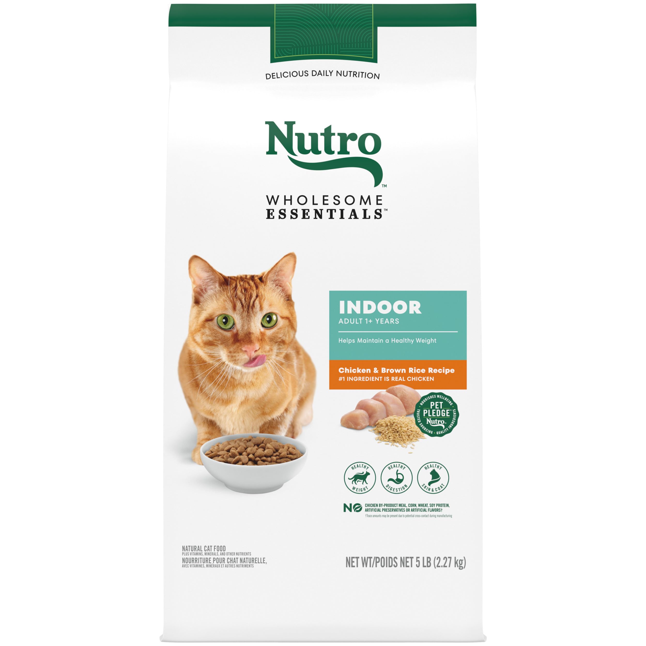 Nutro Wholesome Essentials Indoor Dry Cat Food, Chicken & Brown Rice Recipe, 5 lbs.