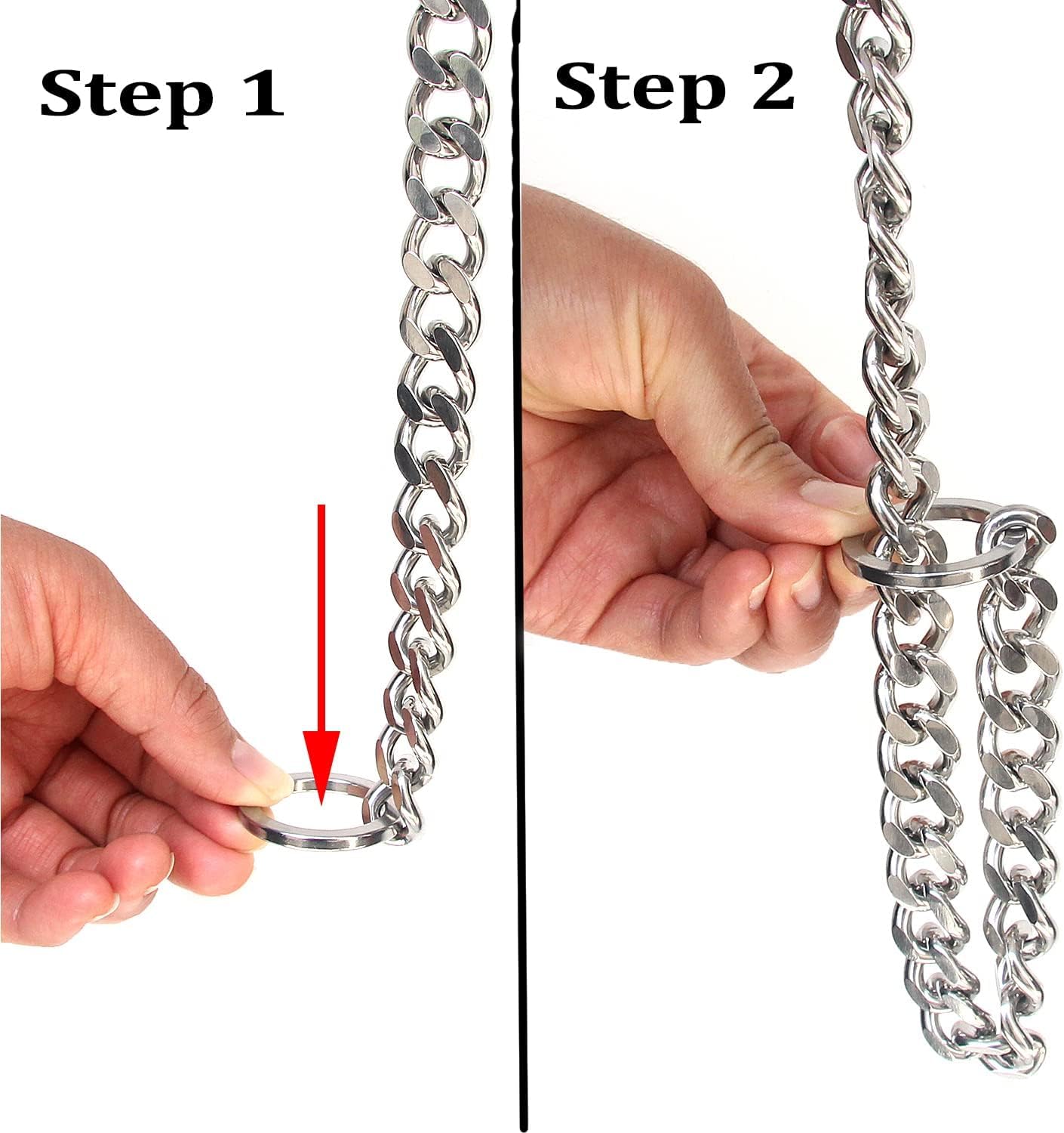 Chain Choker Collar For Dogs, Metal Slip Link Training Heavy Duty Dog Choke Collar Martingale Puppy Collars For Small Medium Lar