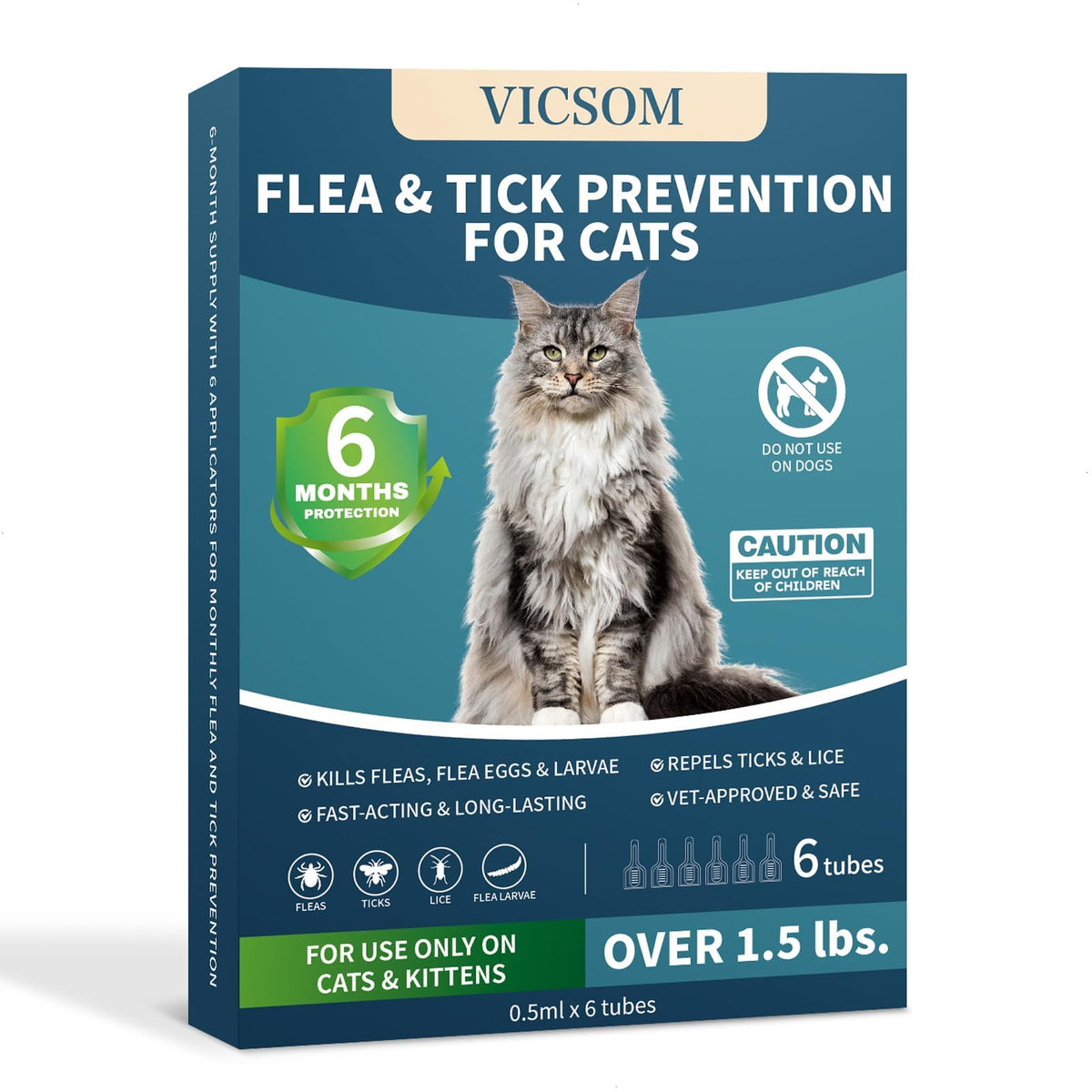 Flea Treatment For Cat Flea And Tick Prevention For Cats Kitten, 6-Month Supply, Cat Flea Treatment & Control, Repellent, Fast A