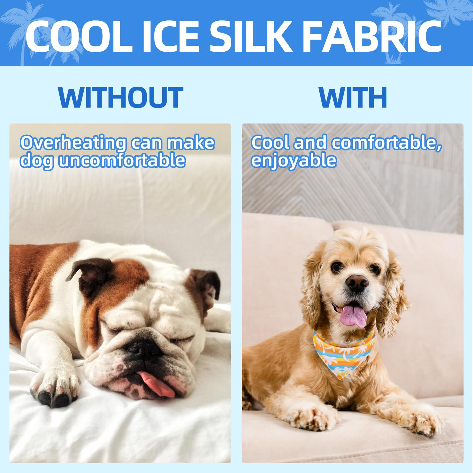 Pawchie Dog Cooling Bandana Small, 4 Packs Ice Cool Pet Triangle Scarf Bibs Reversible Styles, Summer Adjustable With Two Snaps,