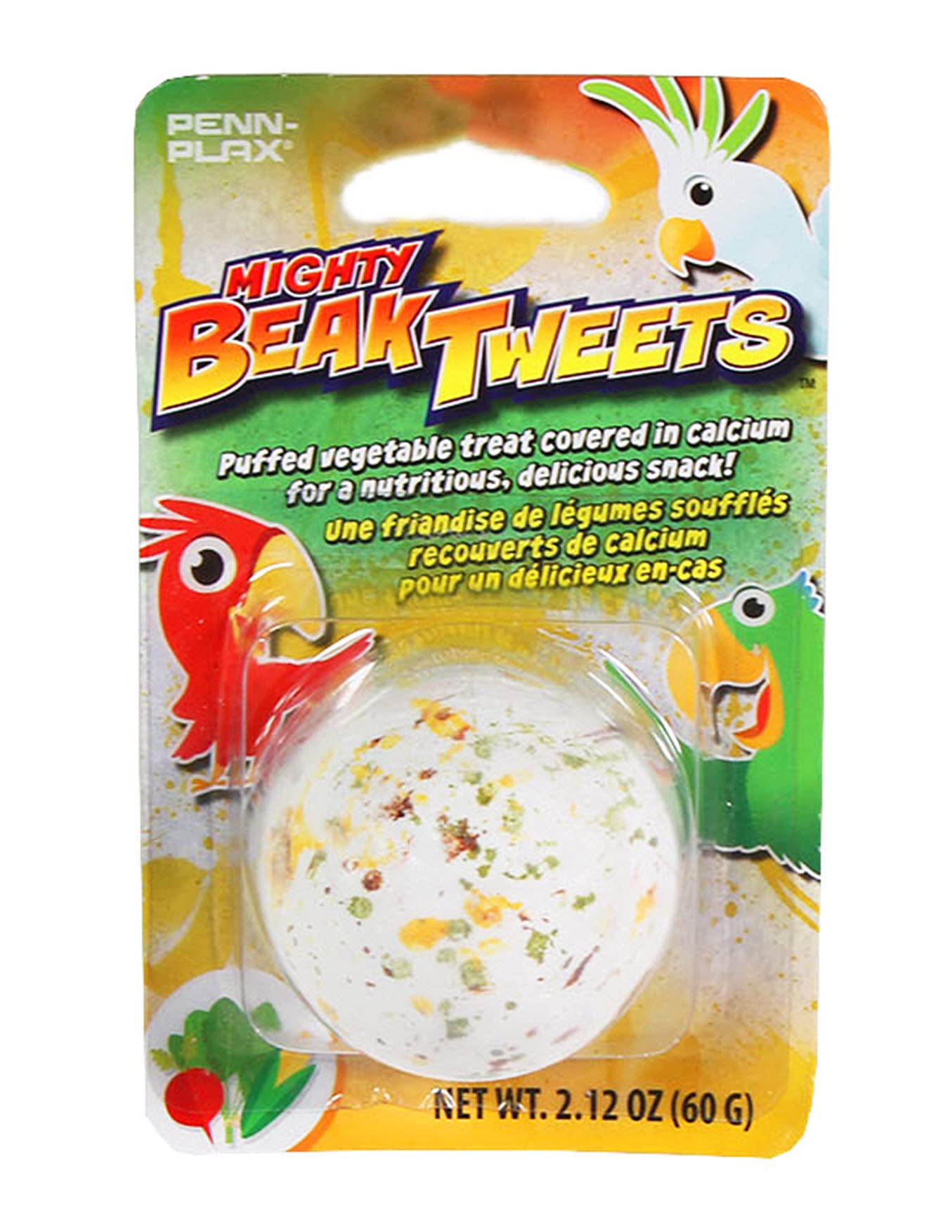 Penn-Plax Tweet Eats: Mighty Beak Tweets  Puffed Vegetable Pet Treat Covered in Calcium  Safe for All Birds  1 Count