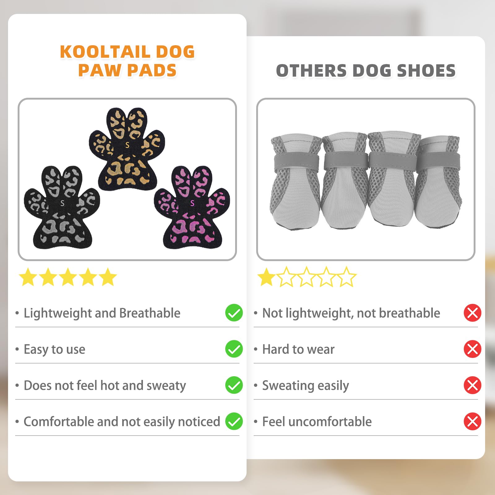 Kooltail Anti-Slip Dog Paw Protector Gripper Traction Pads For Hot Pavement,Dog Feet Stickers With Stronger Adhesive On Hardwood