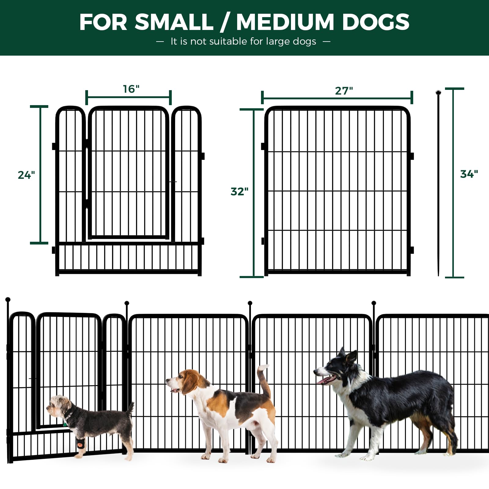Fxw Rollick Dog Playpen For Yard, Rv Camping, 32 Inch 16 Panels For Small And Medium Dogs│Patented