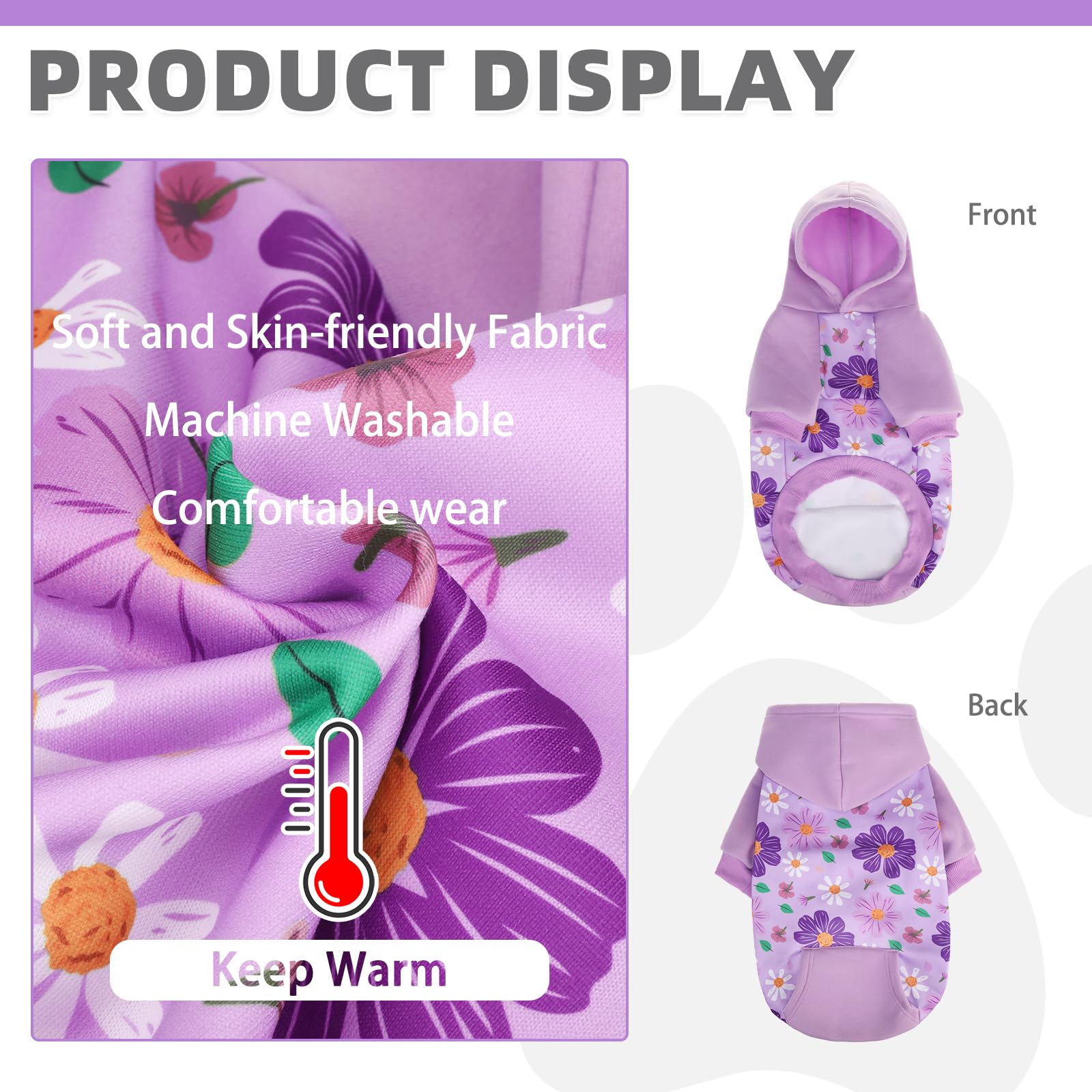 Kooltail Dog Hoodies, Soft Dog Sweater, Spring Dogs Coats, Warm Fleece Pet Clothes Hooded Sweatshirt With Pocket For Small Mediu