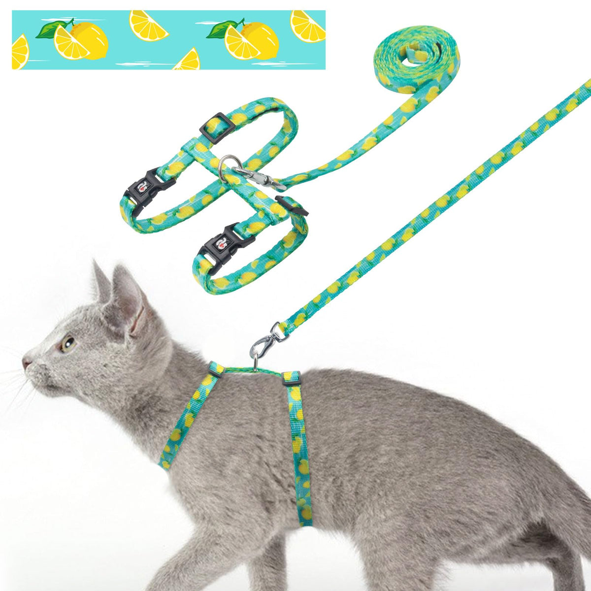 Azuza Cat Harness And Leash Set For Safe Walking And Travel, Escape Proof Cat Harness, Lightweight Soft And Comfortable, Adjustable Kitten Harness For Small Medium Large Cats, Lemon